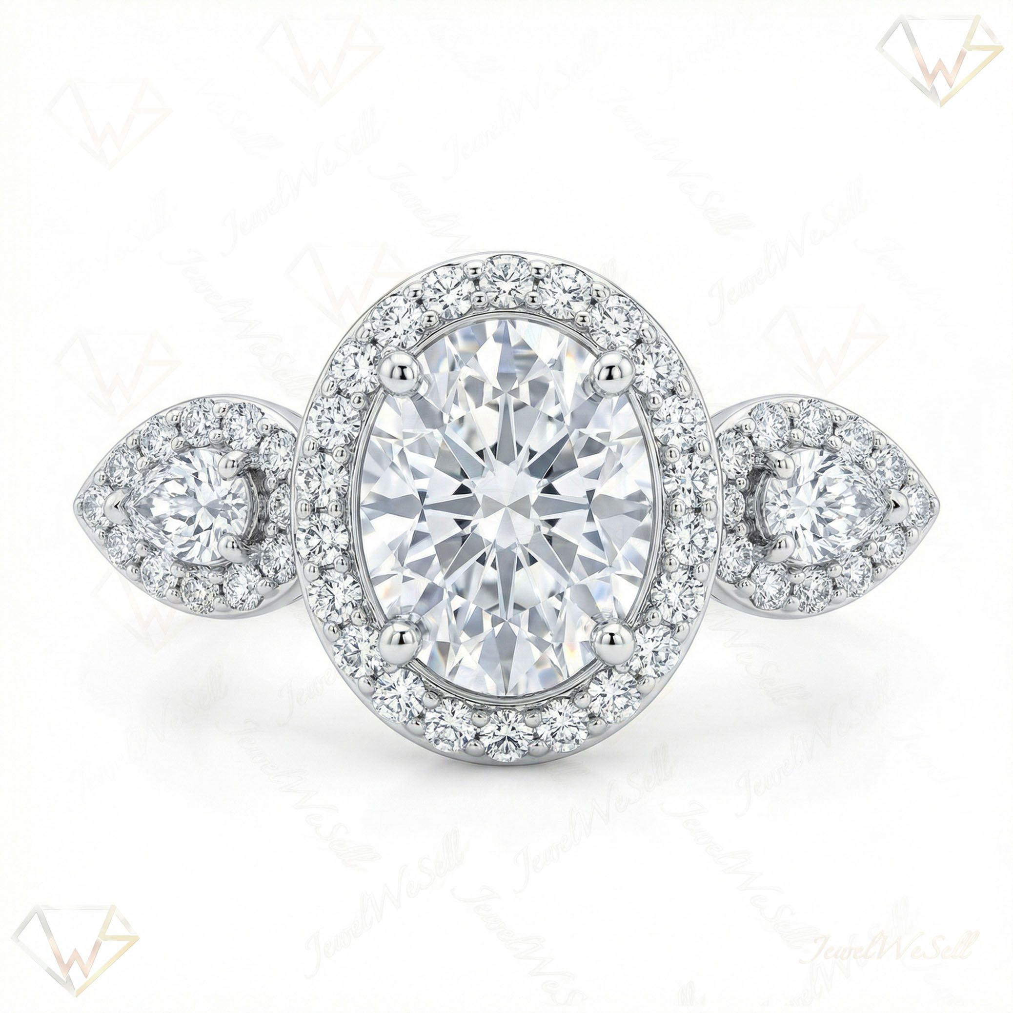 2.75 ct EF VS Lab Grown Diamond Halo Engagement Ring in 14k White Gold _ Sz0550 8157
