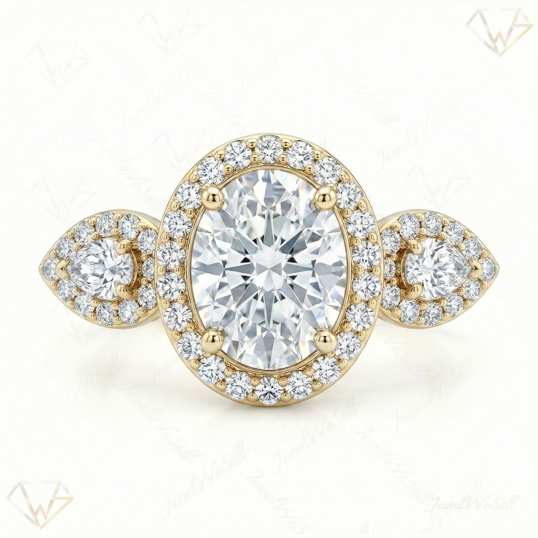 2.75 ct EF VS Lab Grown Diamond Halo Engagement Ring in 14k Yellow Gold _ Sz0550 8157