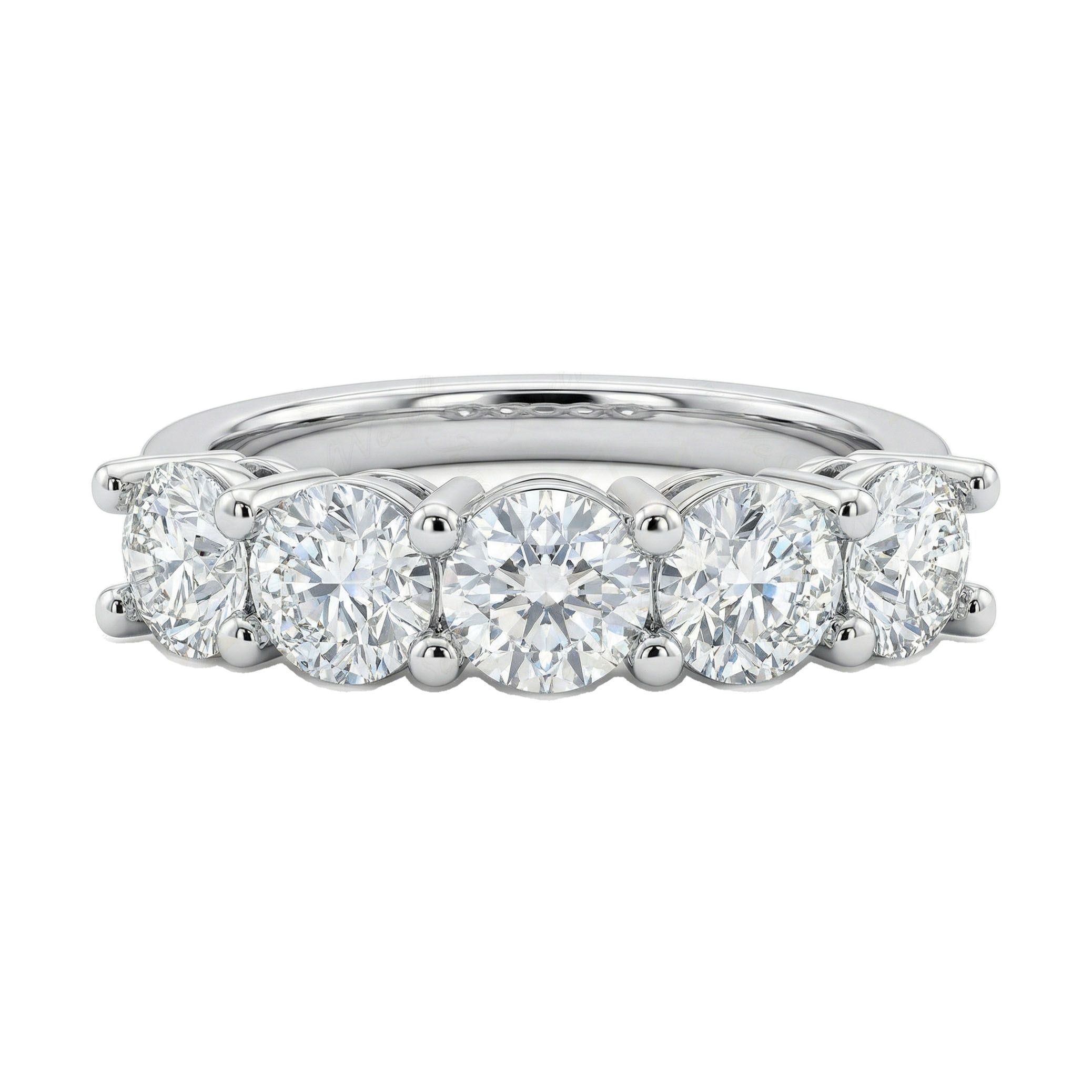 2.50 ct EF VS Lab Grown Diamond Single Row Wedding Band in 10k White Gold _ Sz0900 8178