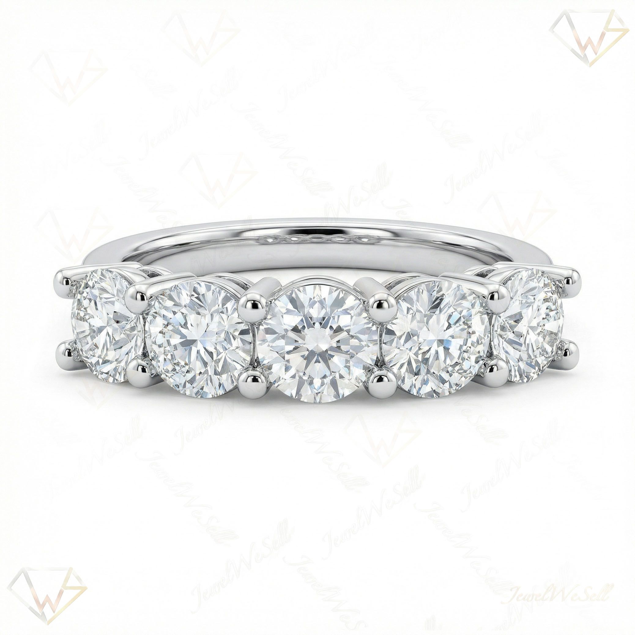 2.50 ct EF VS Lab Grown Diamond Single Row Wedding Band in 10k White Gold _ Sz0400 8178