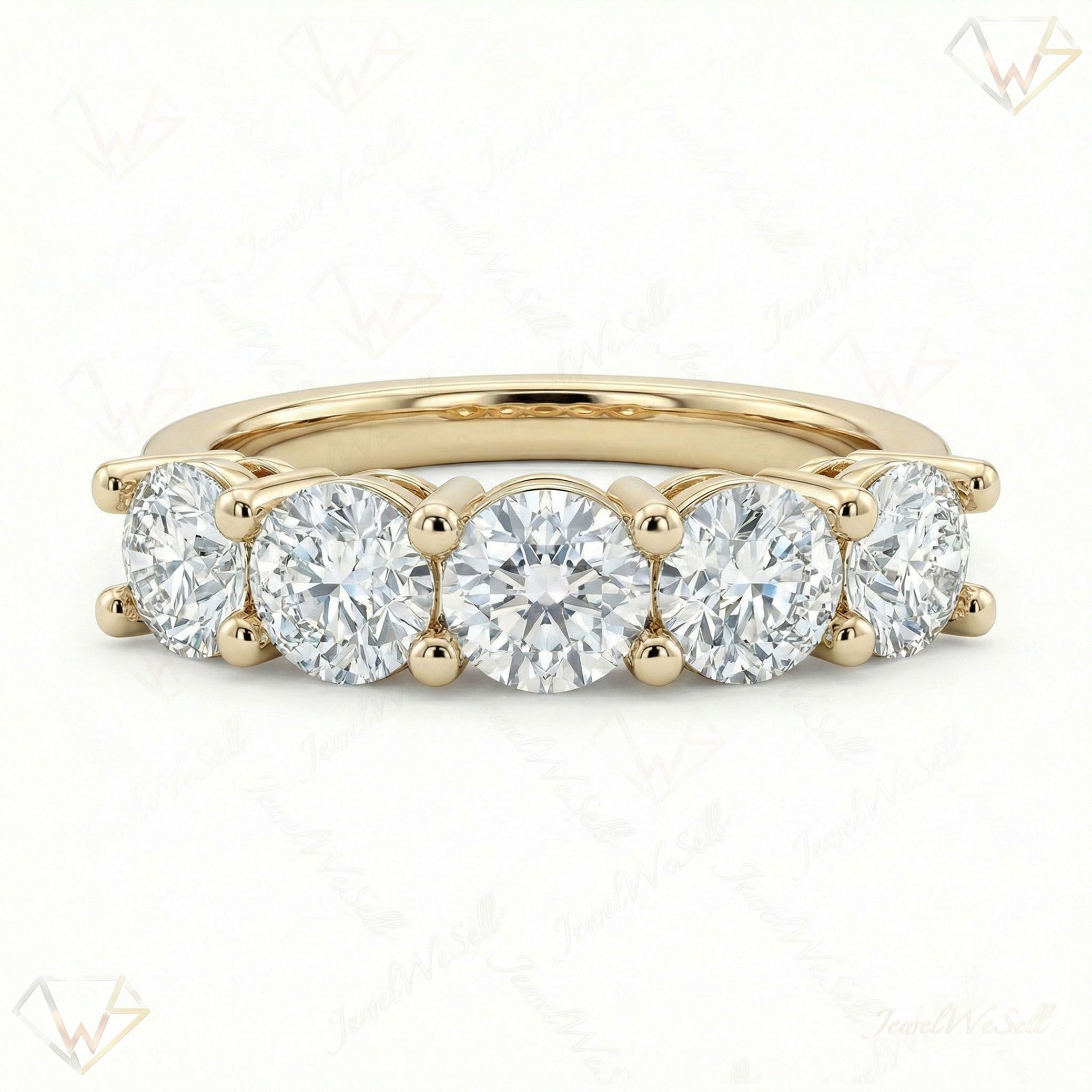 2.50 ct EF VS Lab Grown Diamond Single Row Wedding Band in 10k Yellow Gold _ Sz0400 8178
