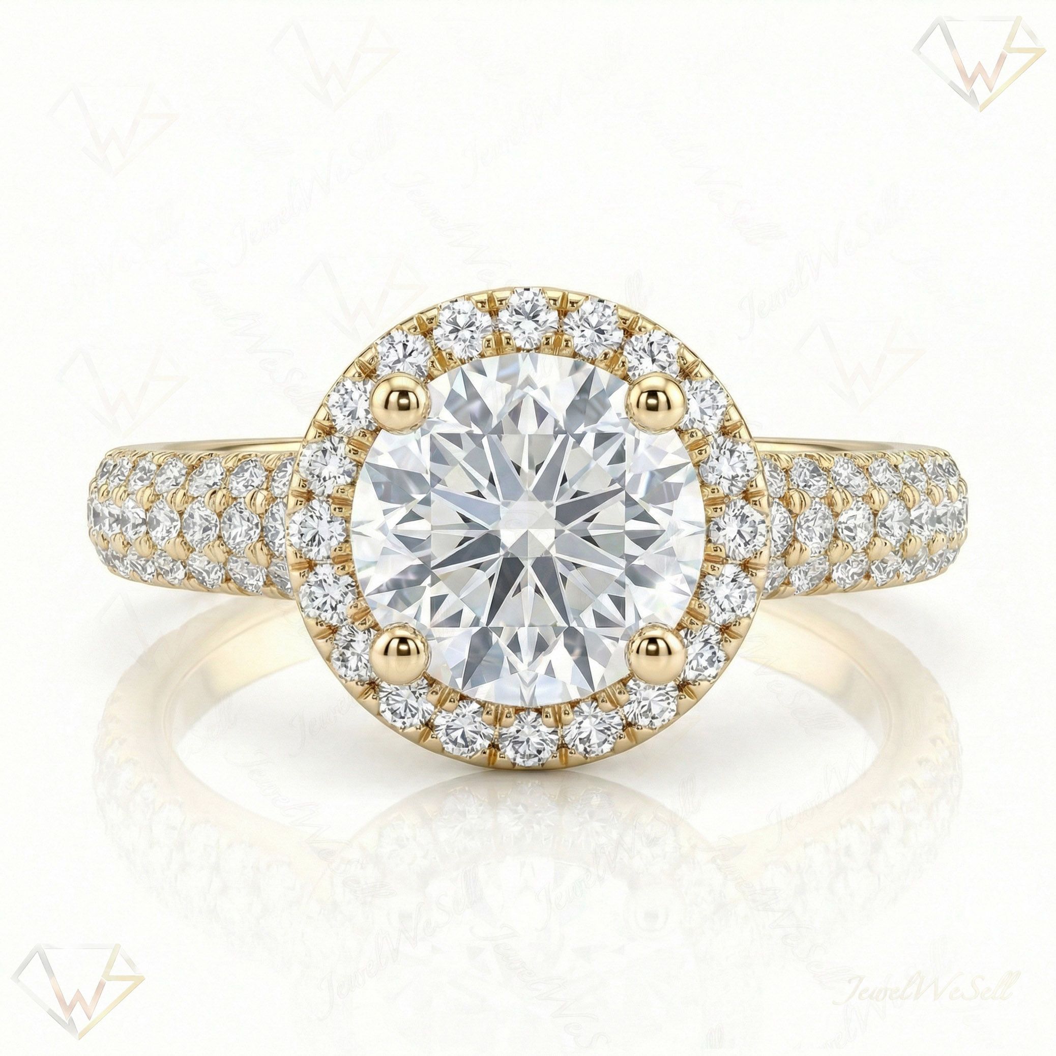 1.60 ct EF VS Lab Grown Diamond Halo Engagement Ring in 10k Yellow Gold _ Sz0775 8212