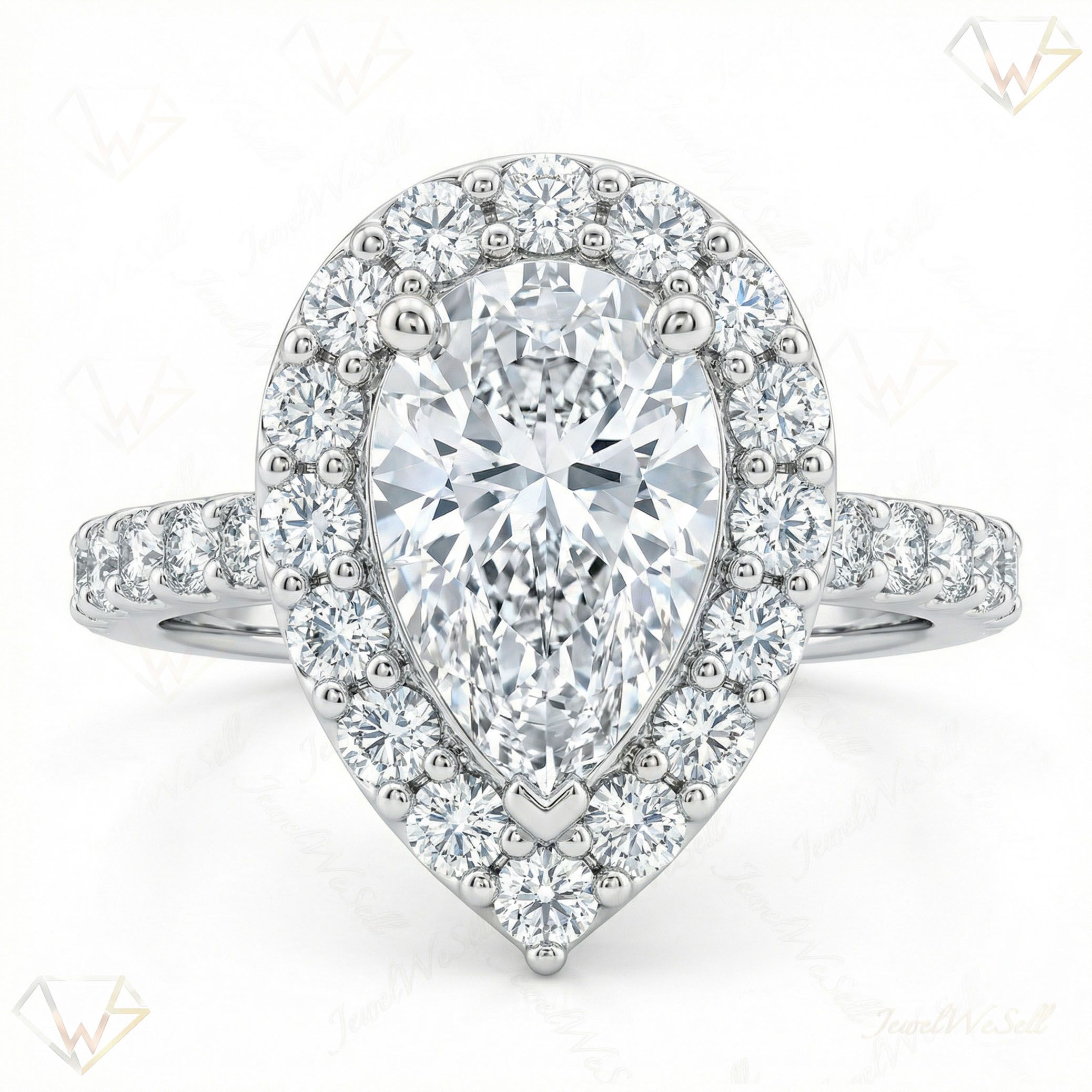 1.25 ct EF VS Lab Grown Diamond Halo Engagement Ring in 14k White Gold _ Sz0800 9159
