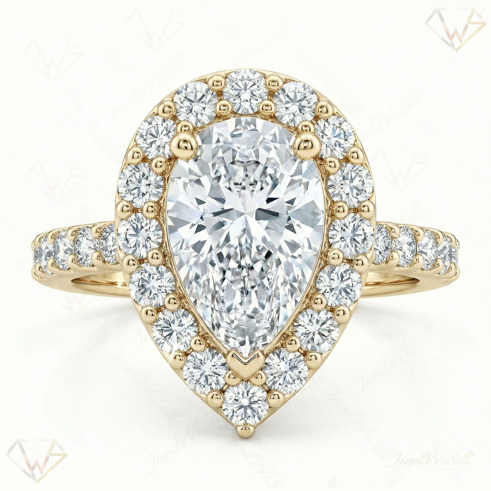 1.25 ct EF VS Lab Grown Diamond Halo Engagement Ring in 10k Yellow Gold _ Sz0475 9159