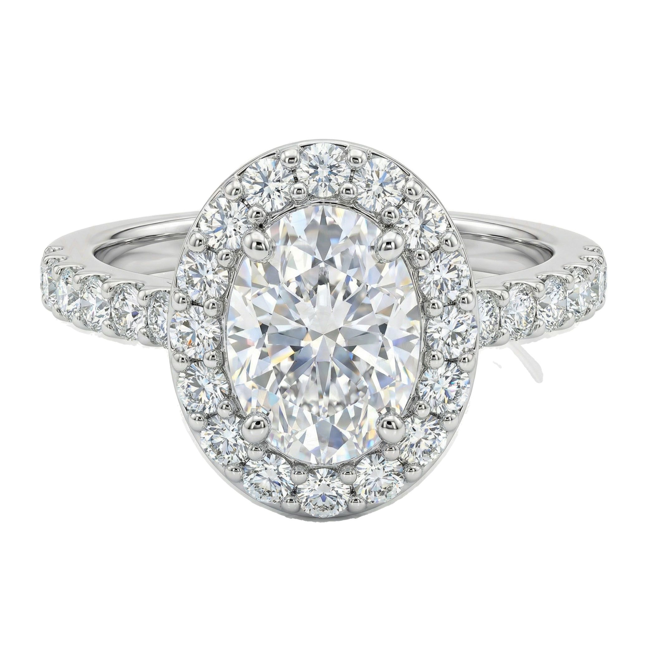 2.15 ct EF VS Lab Grown Diamond Halo Engagement Ring in 10k White Gold _ Sz0650 9177