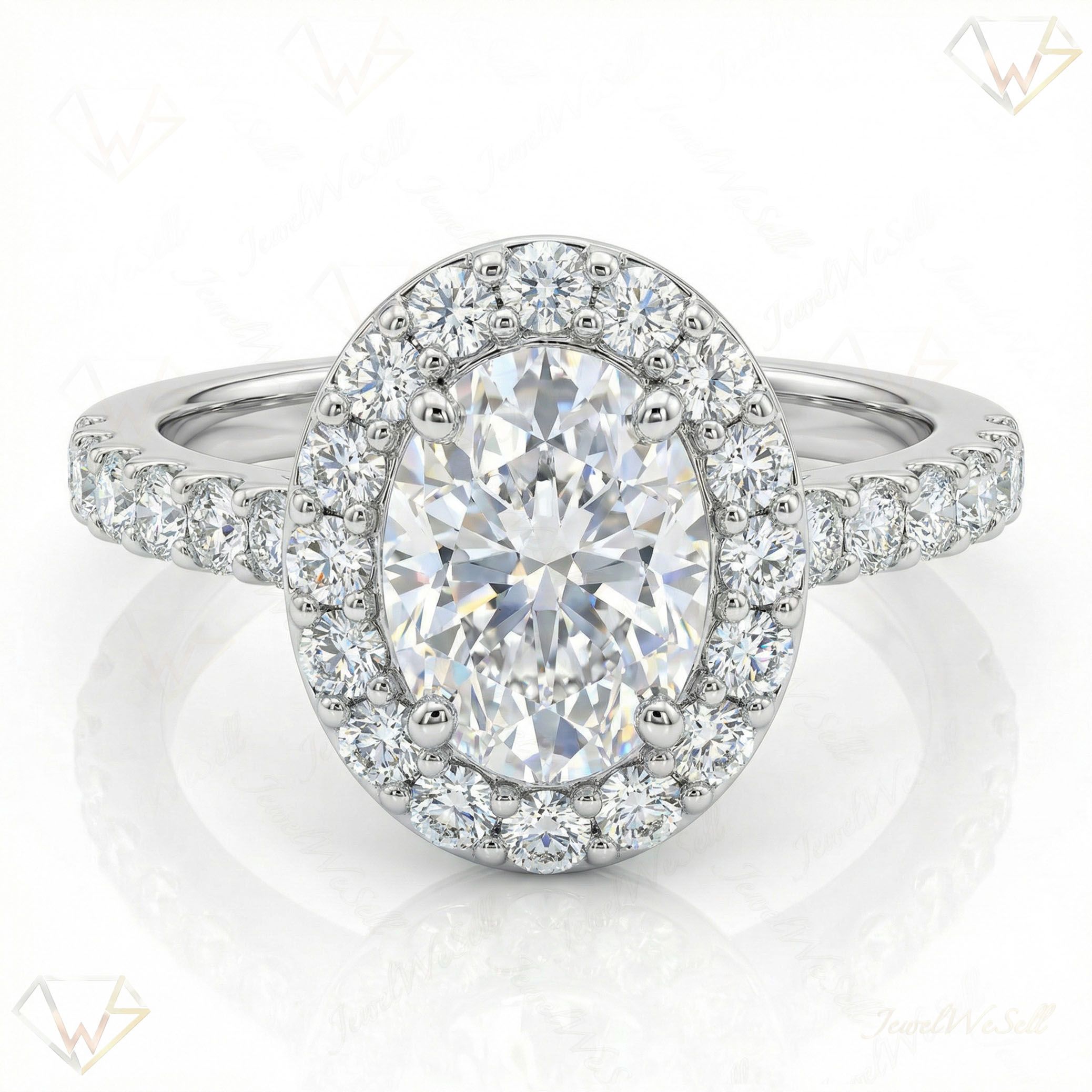 2.15 ct EF VS Moissanite Halo Engagement Ring in 925 Sterling SIlver _ Sz0550 9177