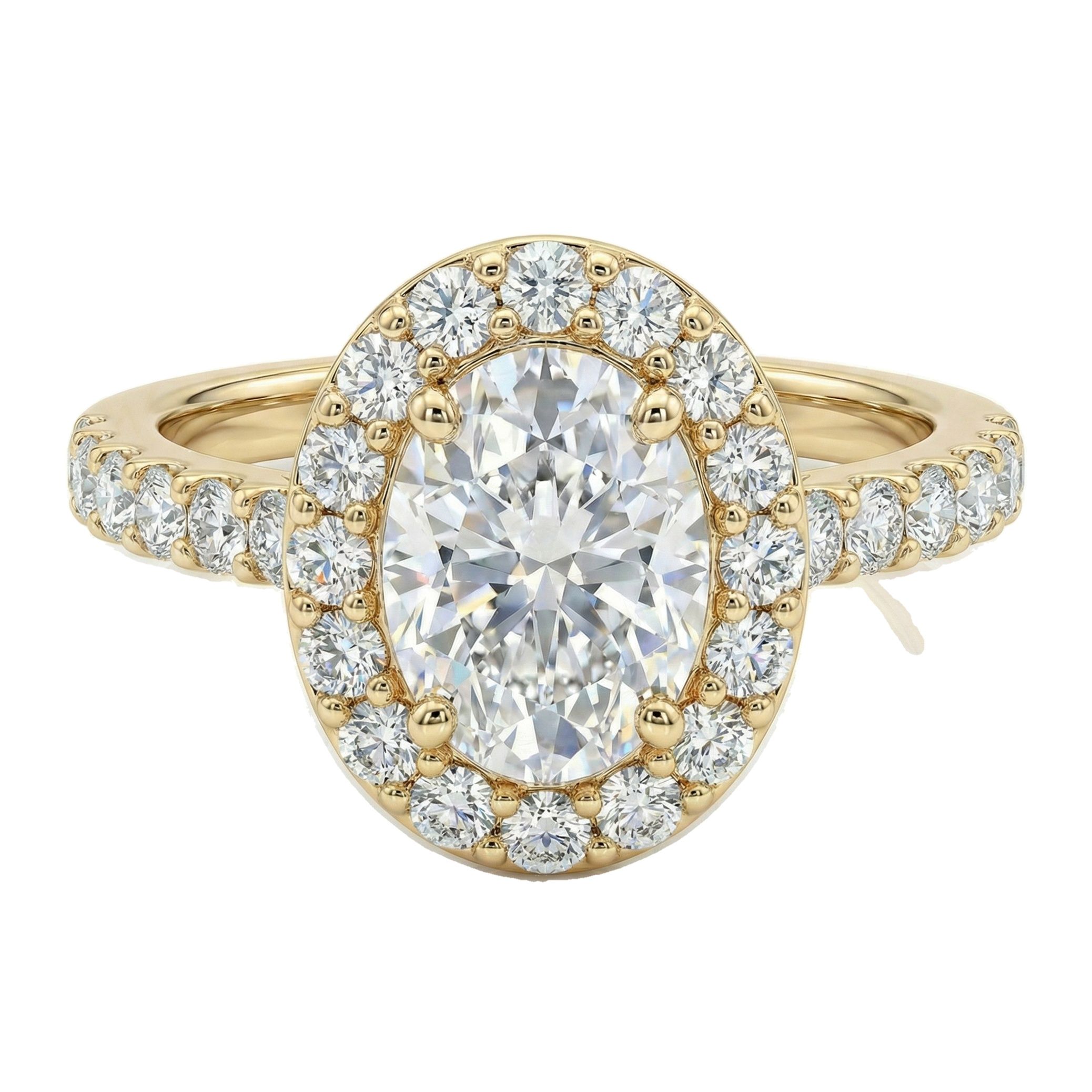 4.00 ct EF VS Lab Grown Diamond Halo Engagement Ring in 10k Yellow Gold _ Sz0750 9177