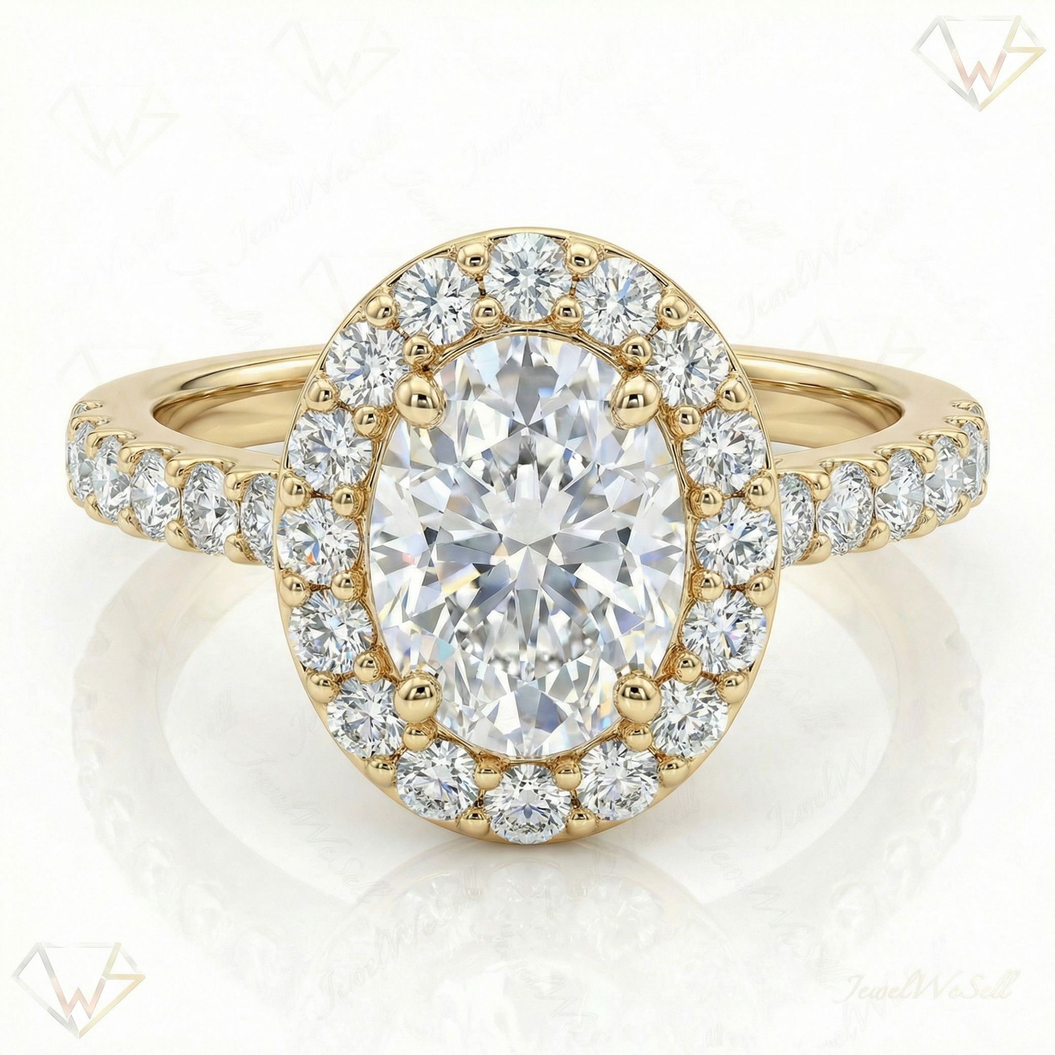4.00 ct EF VS Lab Grown Diamond Halo Engagement Ring in 14k Yellow Gold _ Sz0400 9177