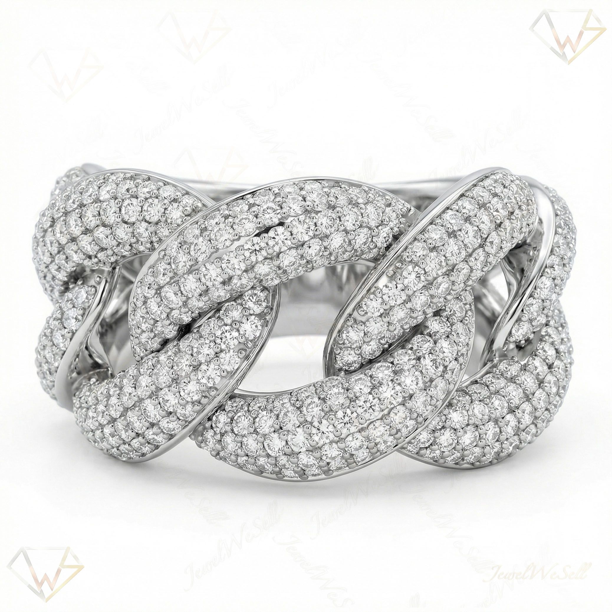 2.10 ct EF VS Lab Grown Diamond Mens Cuban Ring in 10k White Gold _ Sz0400 9210
