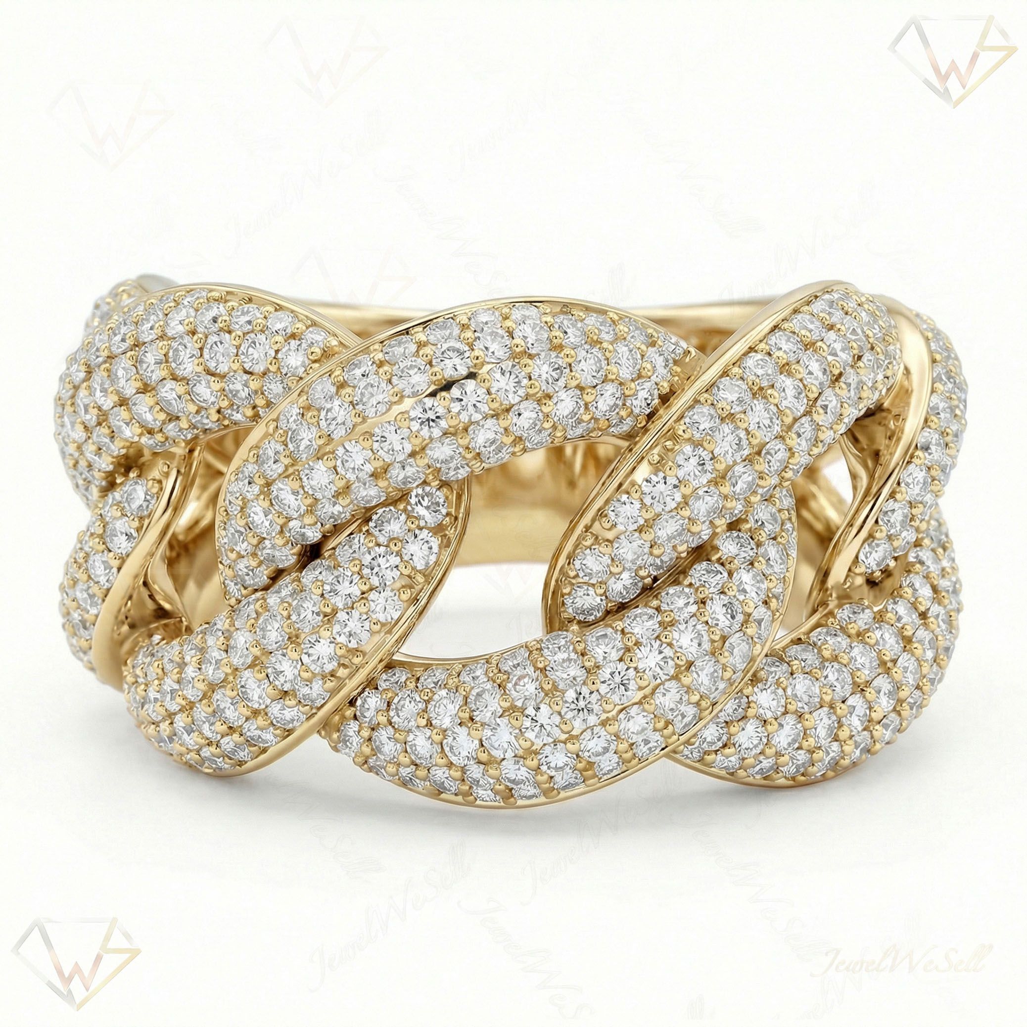 2.10 ct EF VS Lab Grown Diamond Mens Cuban Ring in 14k Yellow Gold _ Sz0525 9210