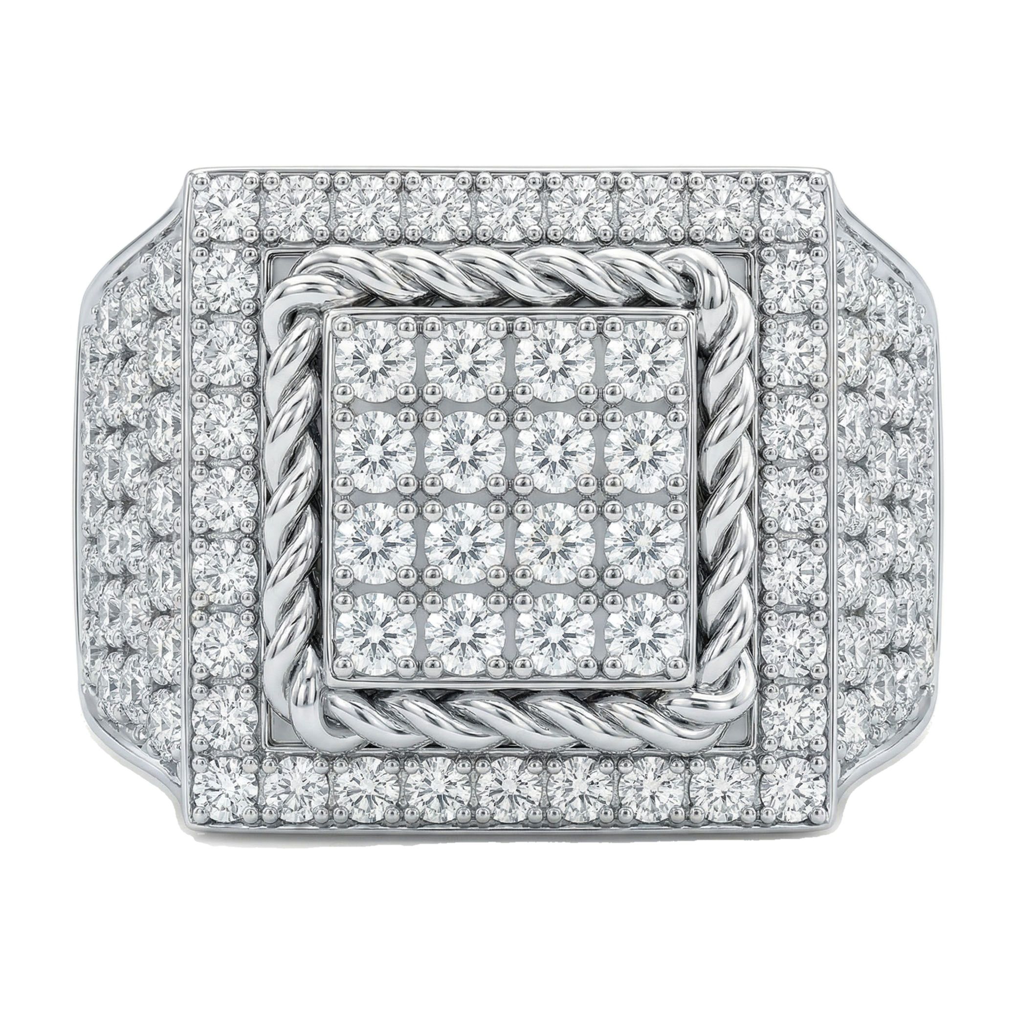 4.90 ct EF VS Lab Grown Diamond Mens Statement Ring in 14k White Gold _ Sz1150 9211