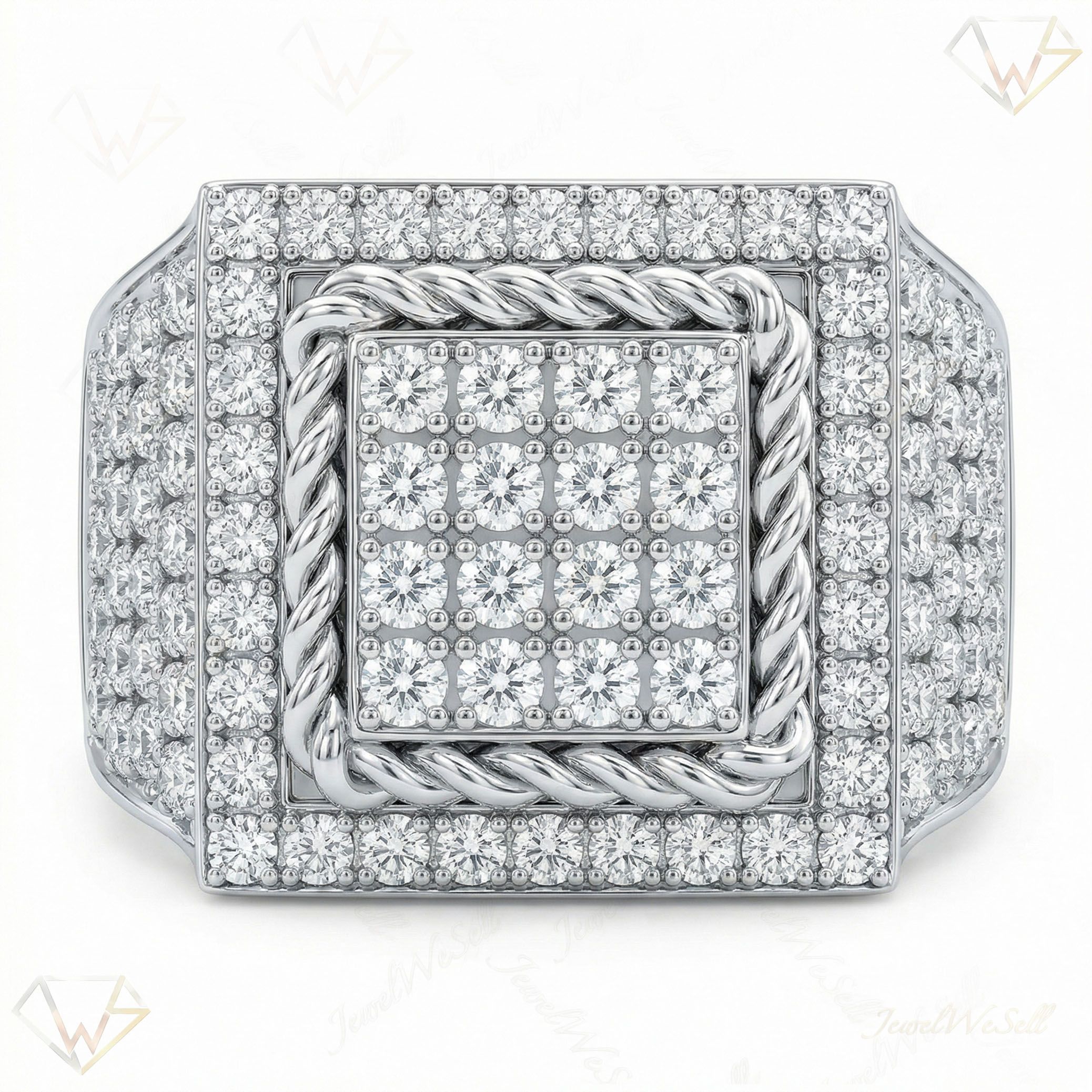 4.90 ct EF VS Lab Grown Diamond Mens Statement Ring in 10k White Gold _ Sz0925 9211