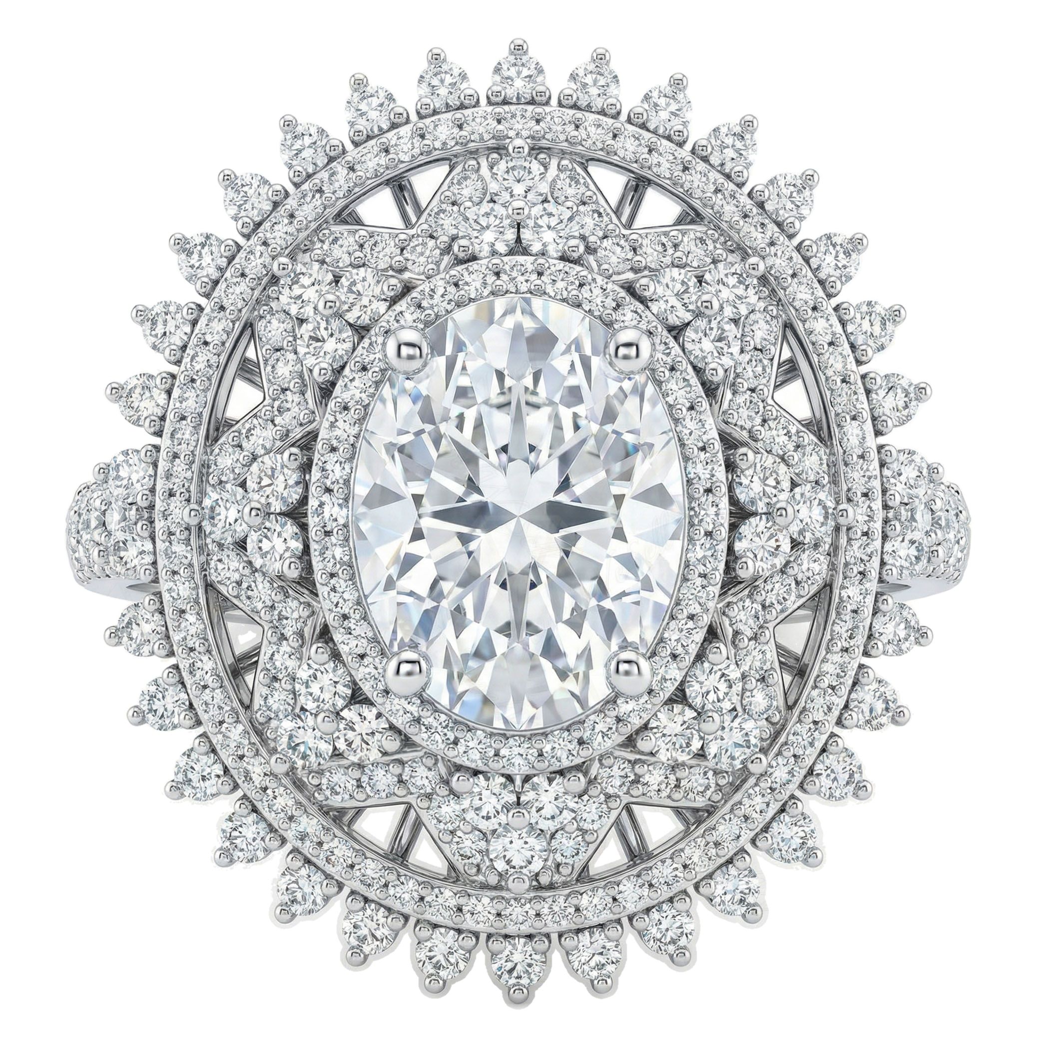 6.80 ct EF VS Moissanite Fancy Ring in 925 Sterling SIlver _ Sz0450 9240