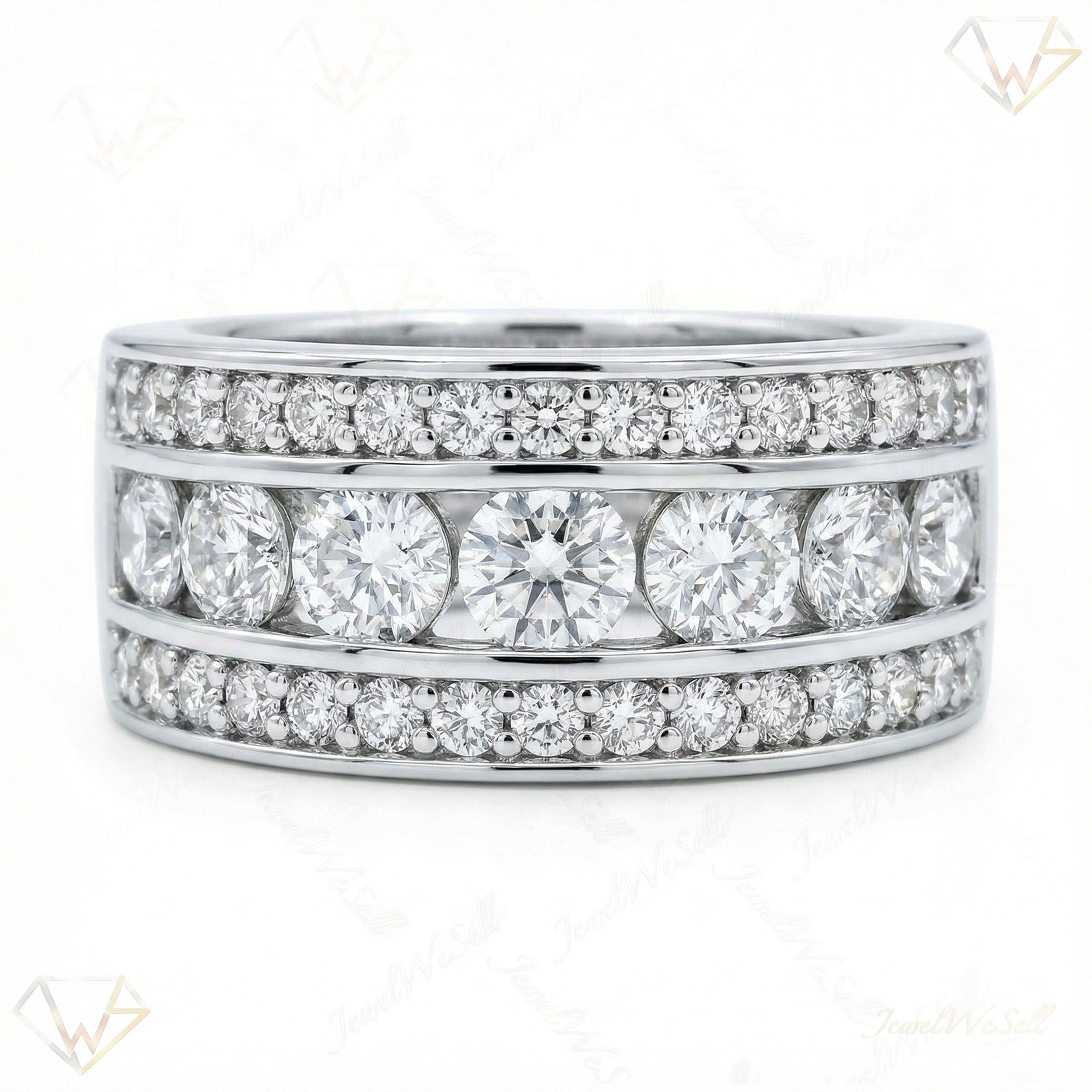 1.33 ct EF VS Lab Grown Diamond Multi Row Wedding Band in 10k White Gold _ Sz0475 9253