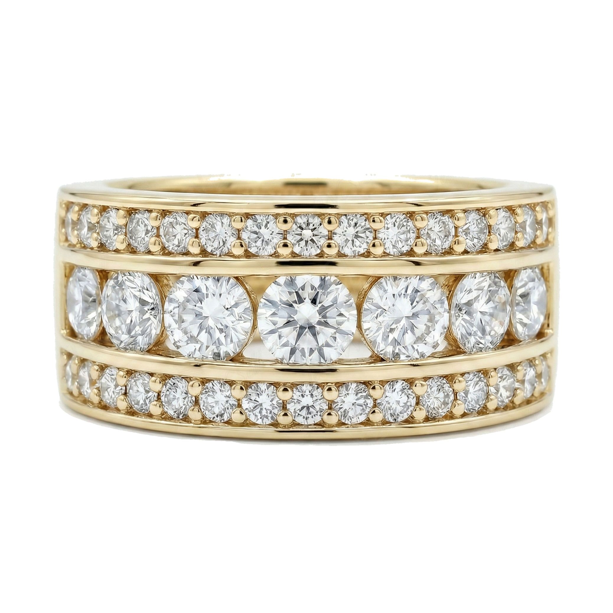 1.33 ct EF VS Lab Grown Diamond Multi Row Wedding Band in 10k Yellow Gold _ Sz0475 9253