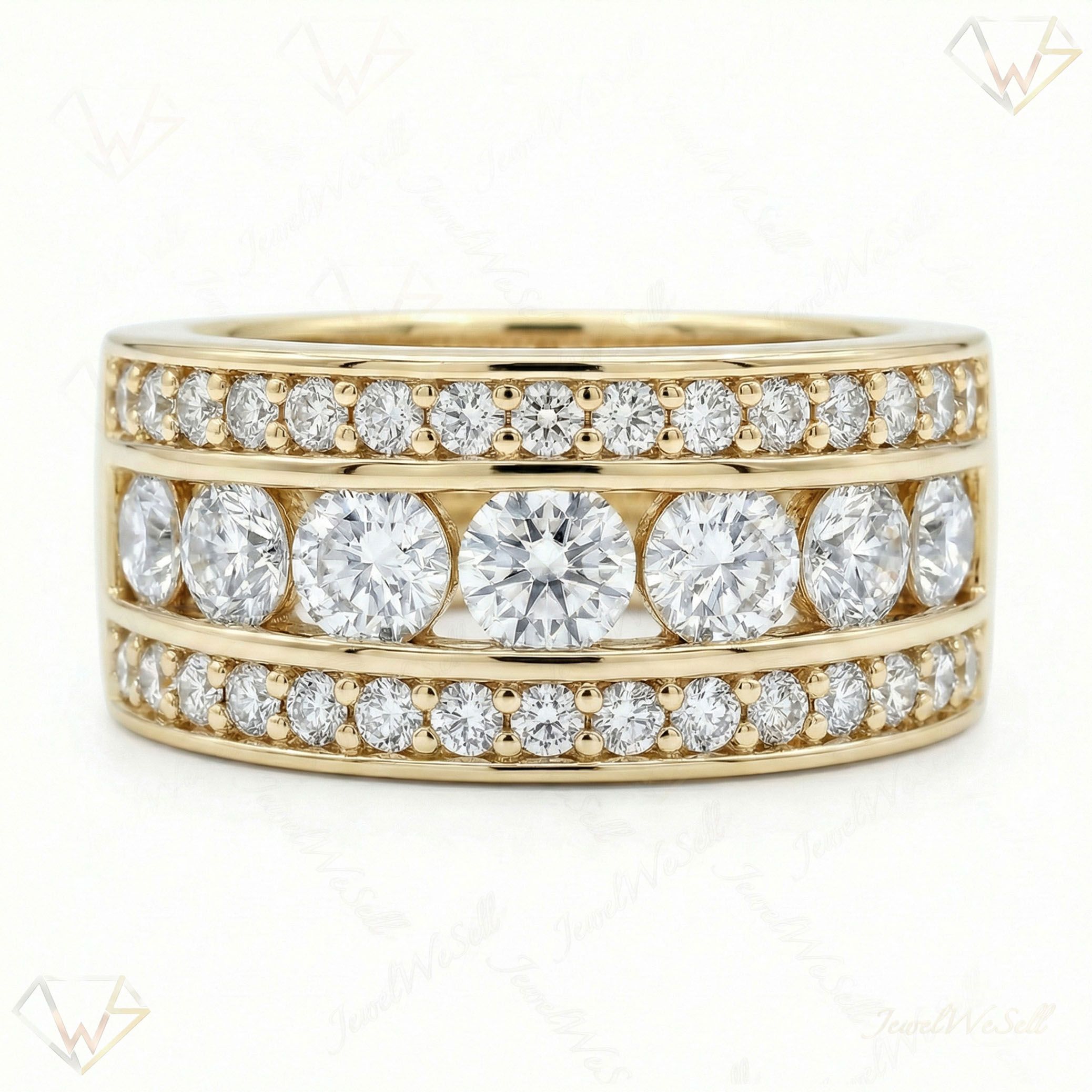 1.33 ct EF VS Lab Grown Diamond Multi Row Wedding Band in 10k Yellow Gold _ Sz0900 9253