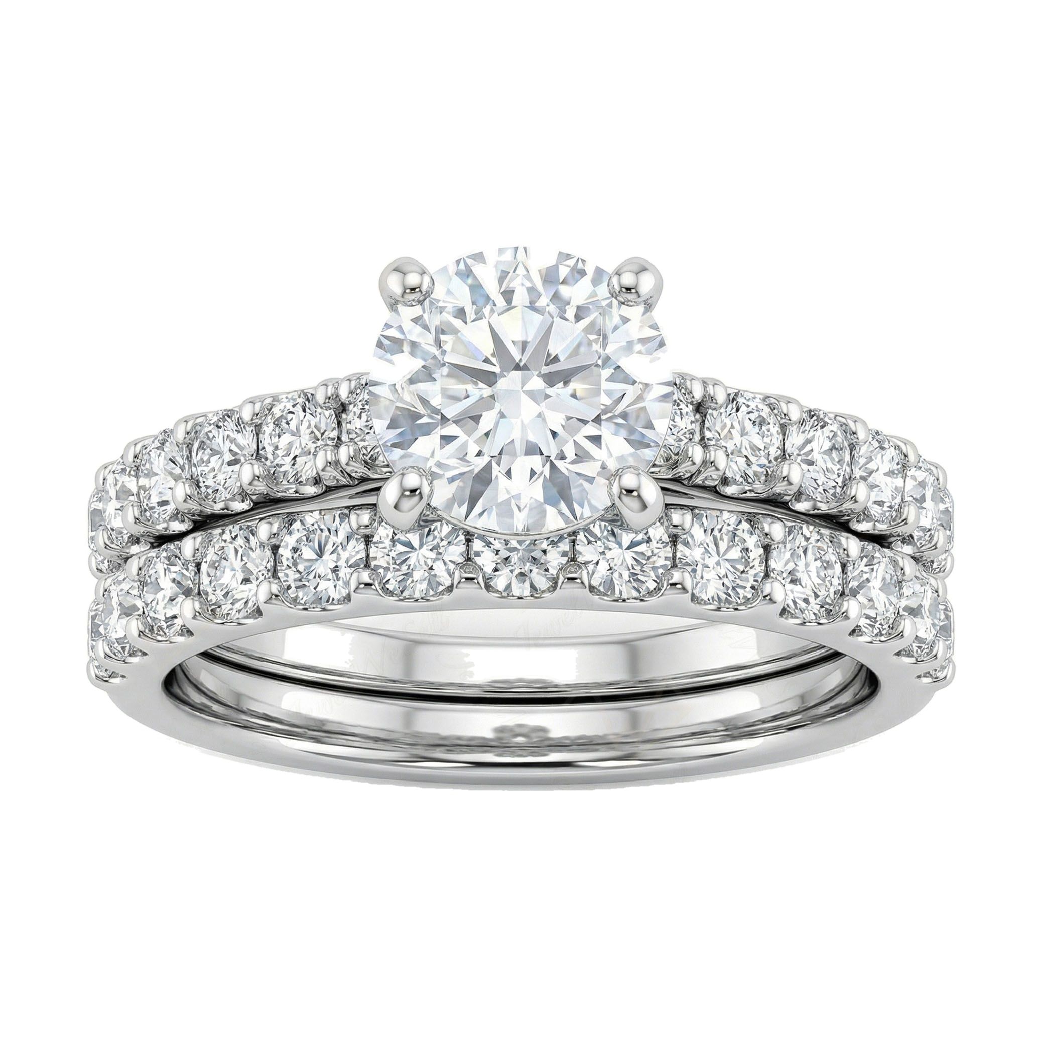 2.40 ct EF VS Lab Grown Diamond Solitaire with Accents Engagement Set in 10k White Gold _ Sz0675 9266