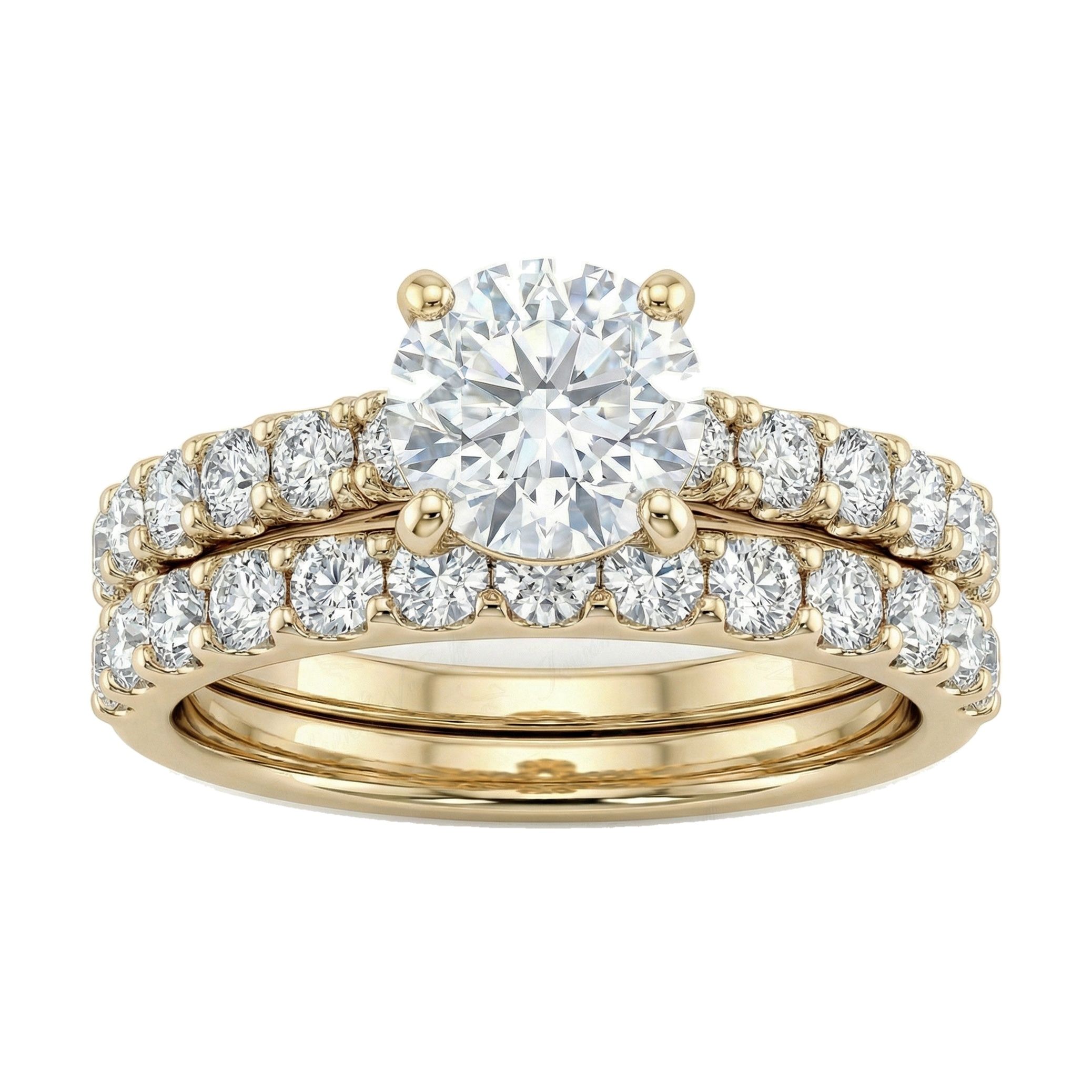 2.40 ct EF VS Lab Grown Diamond Solitaire with Accents Engagement Set in 10k Yellow Gold _ Sz0575 9266