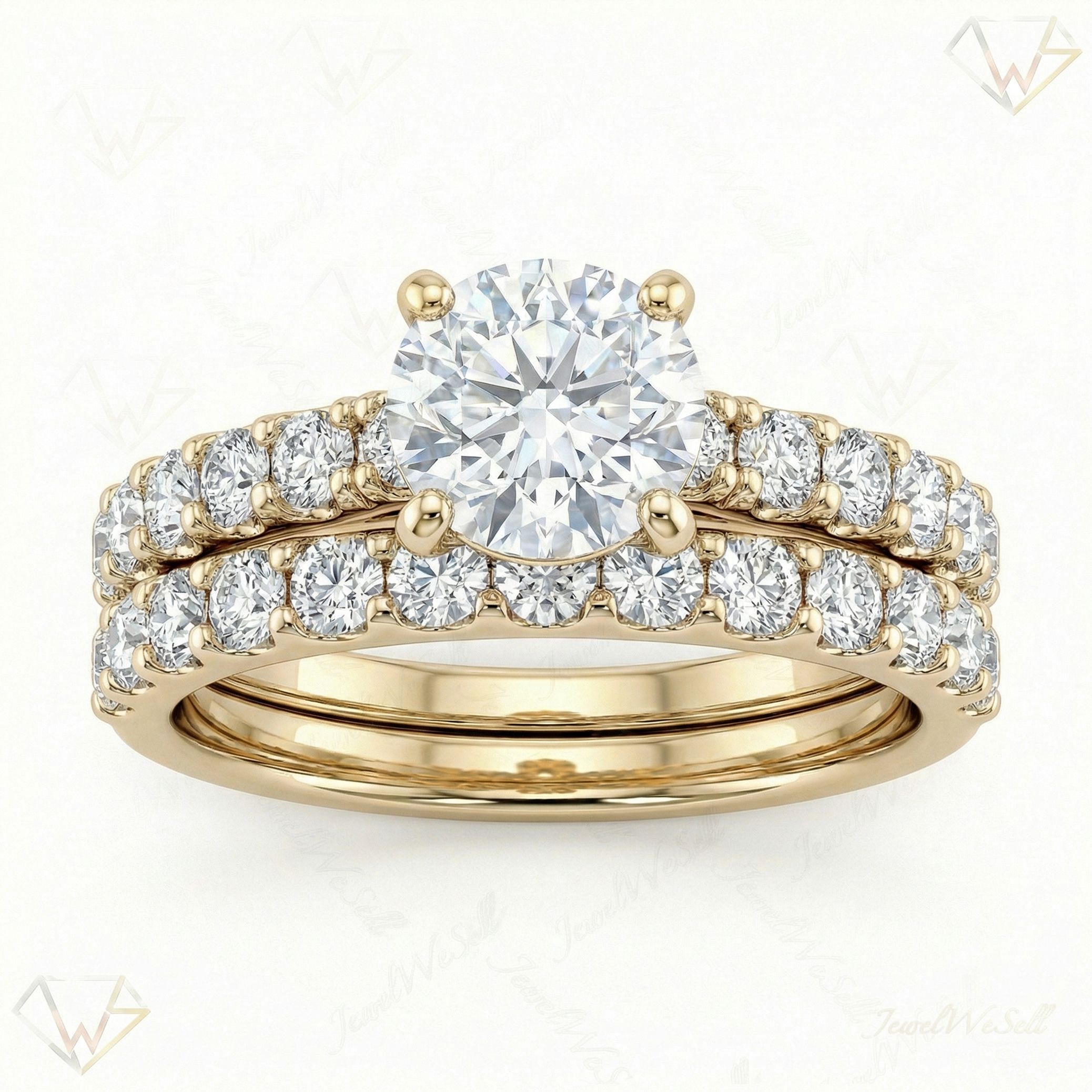 2.40 ct EF VS Lab Grown Diamond Solitaire with Accents Engagement Set in 14k Yellow Gold _ Sz0600 9266