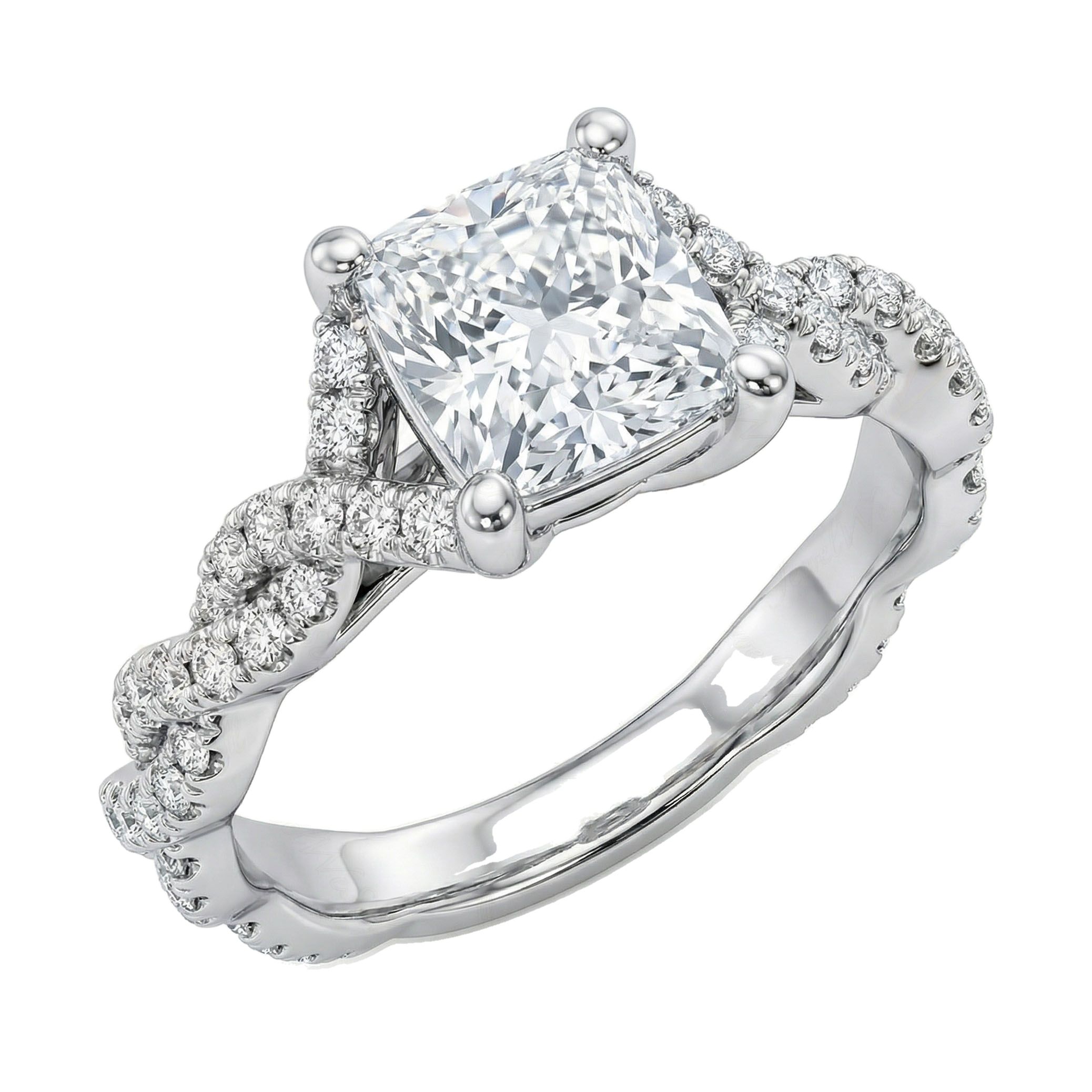 1.66 ct EF VS Lab Grown Diamond Solitaire with Accents Engagement Ring in 10k White Gold _ Sz0475 9271