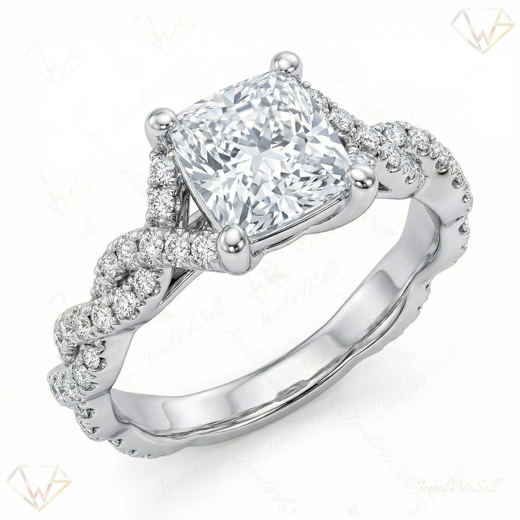1.66 ct EF VS Lab Grown Diamond Solitaire with Accents Engagement Ring in 10k White Gold _ Sz0400 9271