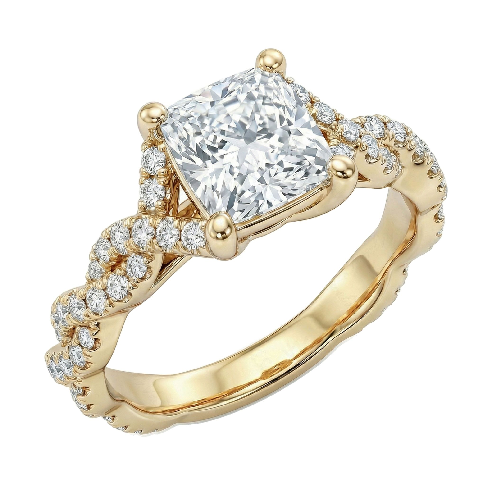 1.66 ct EF VS Lab Grown Diamond Solitaire with Accents Engagement Ring in 10k Yellow Gold _ Sz0500 9271