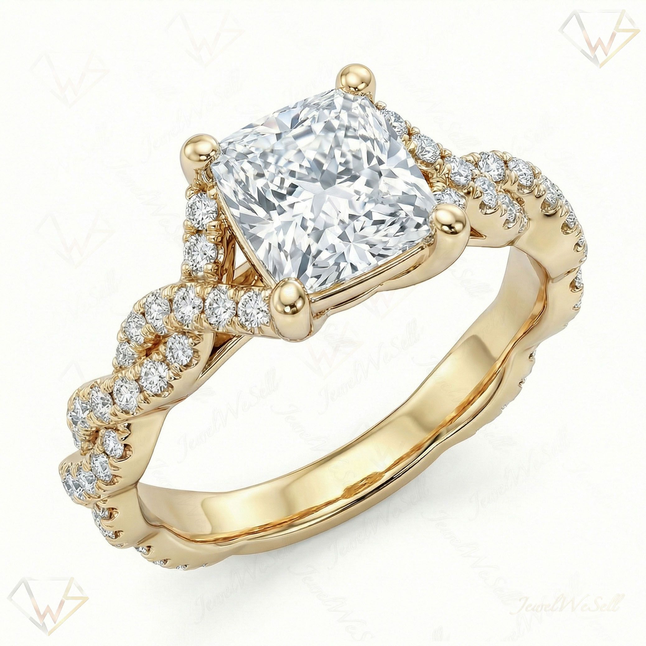 1.66 ct EF VS Lab Grown Diamond Solitaire with Accents Engagement Ring in 10k Yellow Gold _ Sz0750 9271
