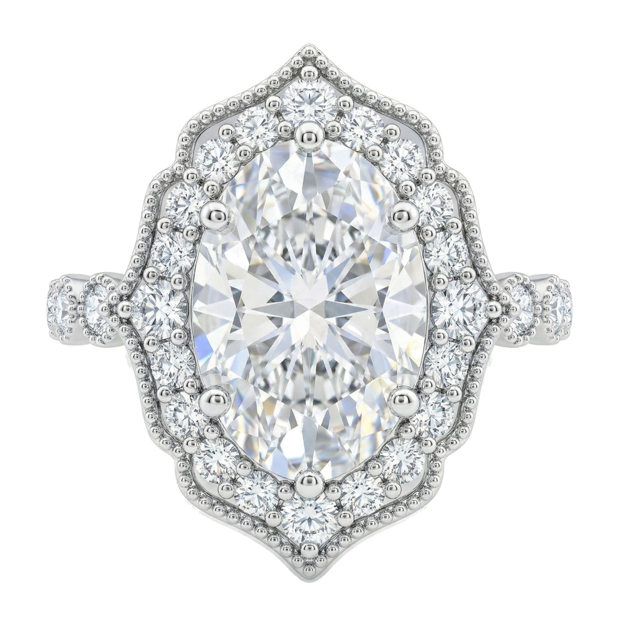 2.90 ct EF VS Lab Grown Diamond Halo Engagement Ring in 10k White Gold _ Sz0875 9272