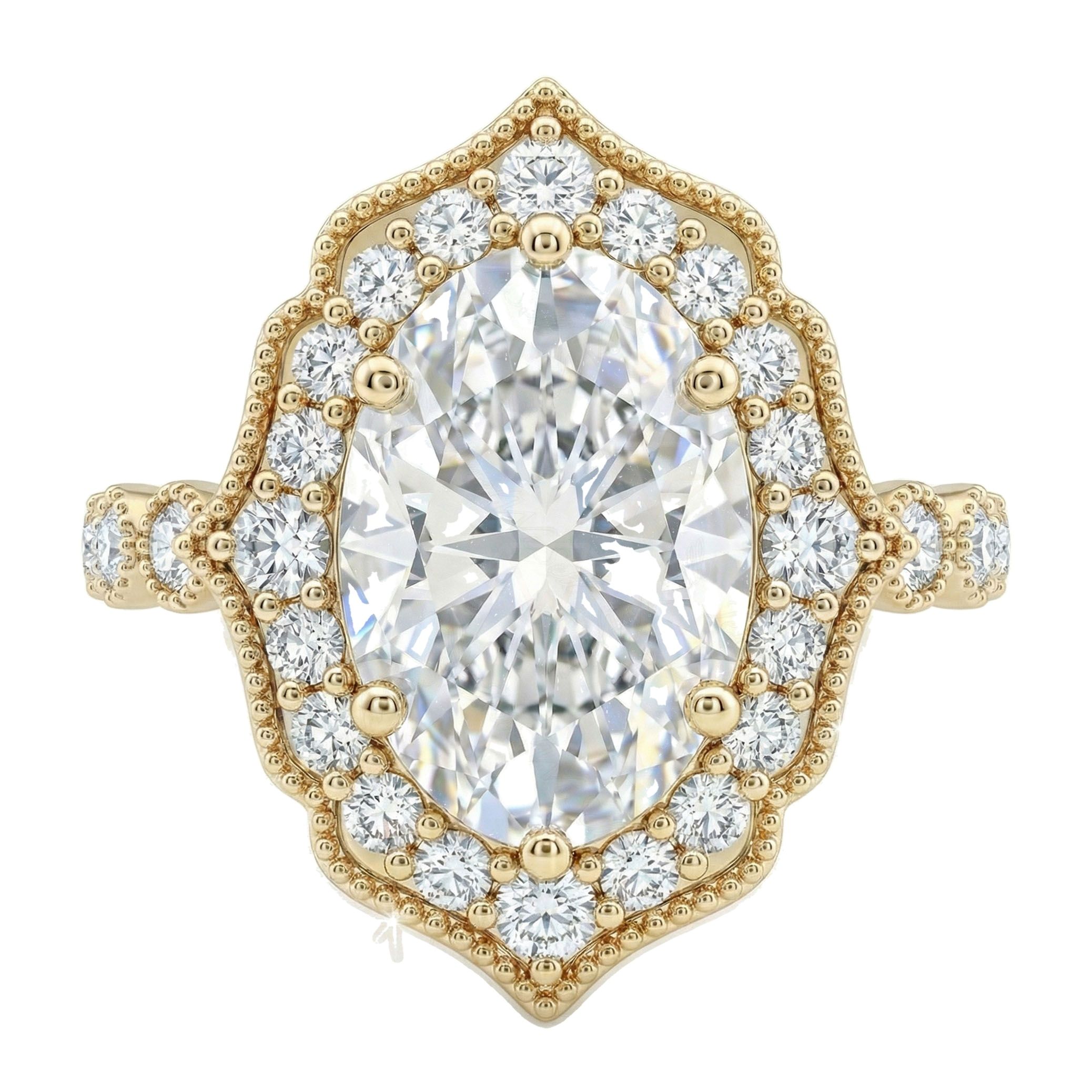 2.90 ct EF VS Lab Grown Diamond Halo Engagement Ring in 10k Yellow Gold _ Sz0900 9272