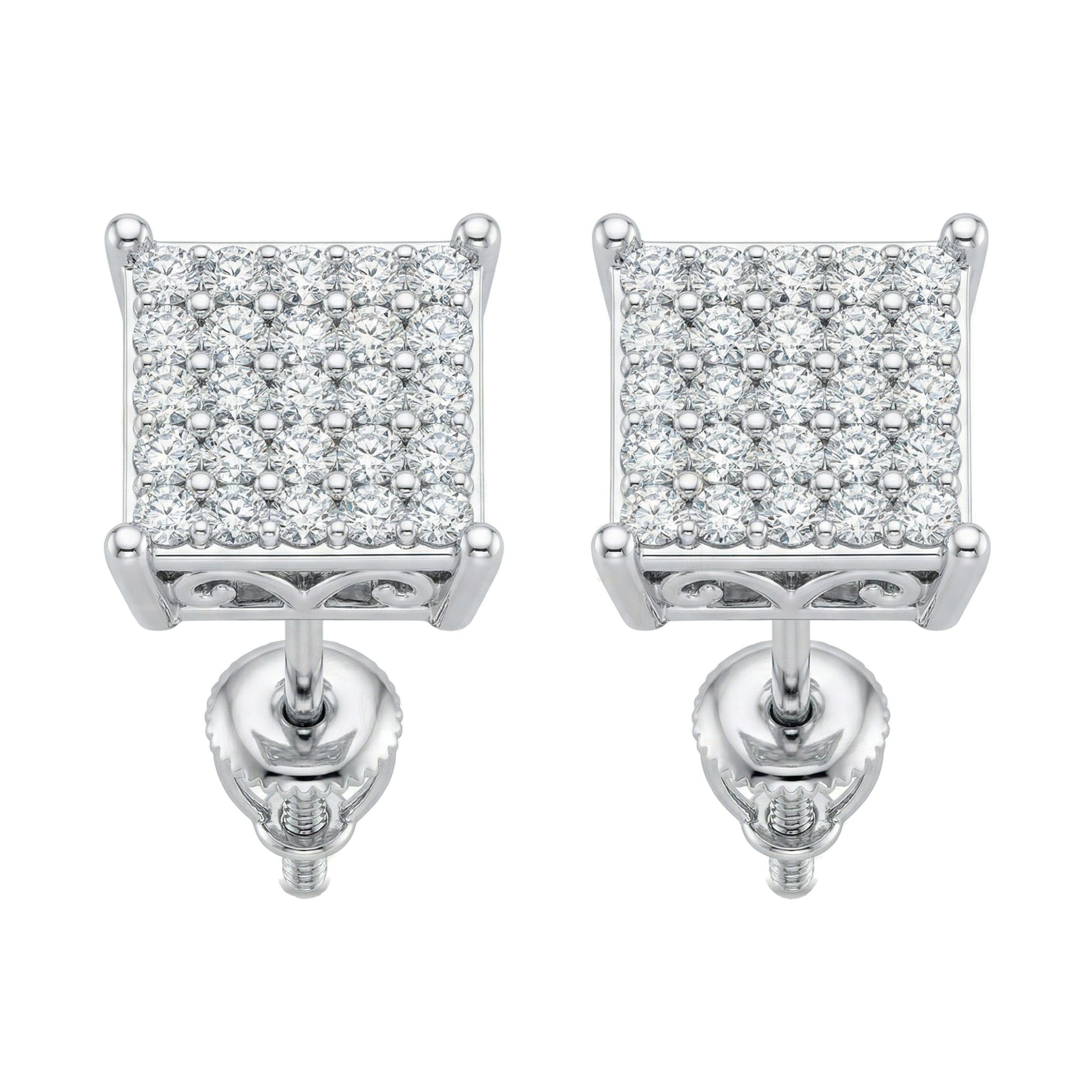0.50 ct EF VS Lab Grown DIamond Micropave Earrings in 14k White Gold 13490