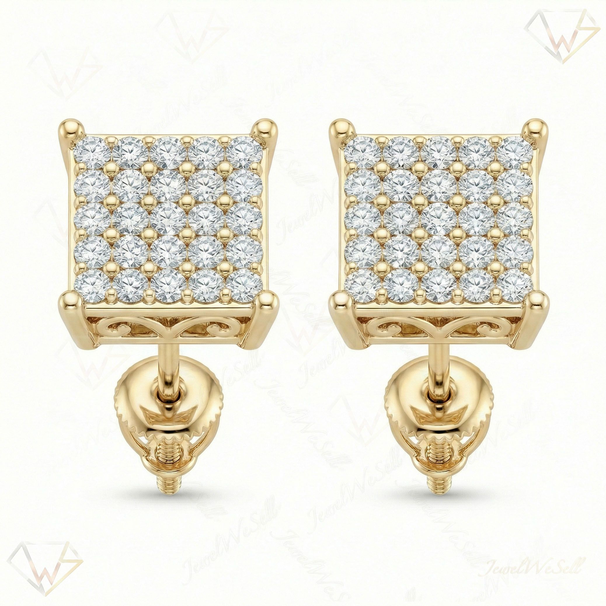 0.50 ct EF VS Lab Grown DIamond Micropave Earrings in 10k Yellow Gold 13490