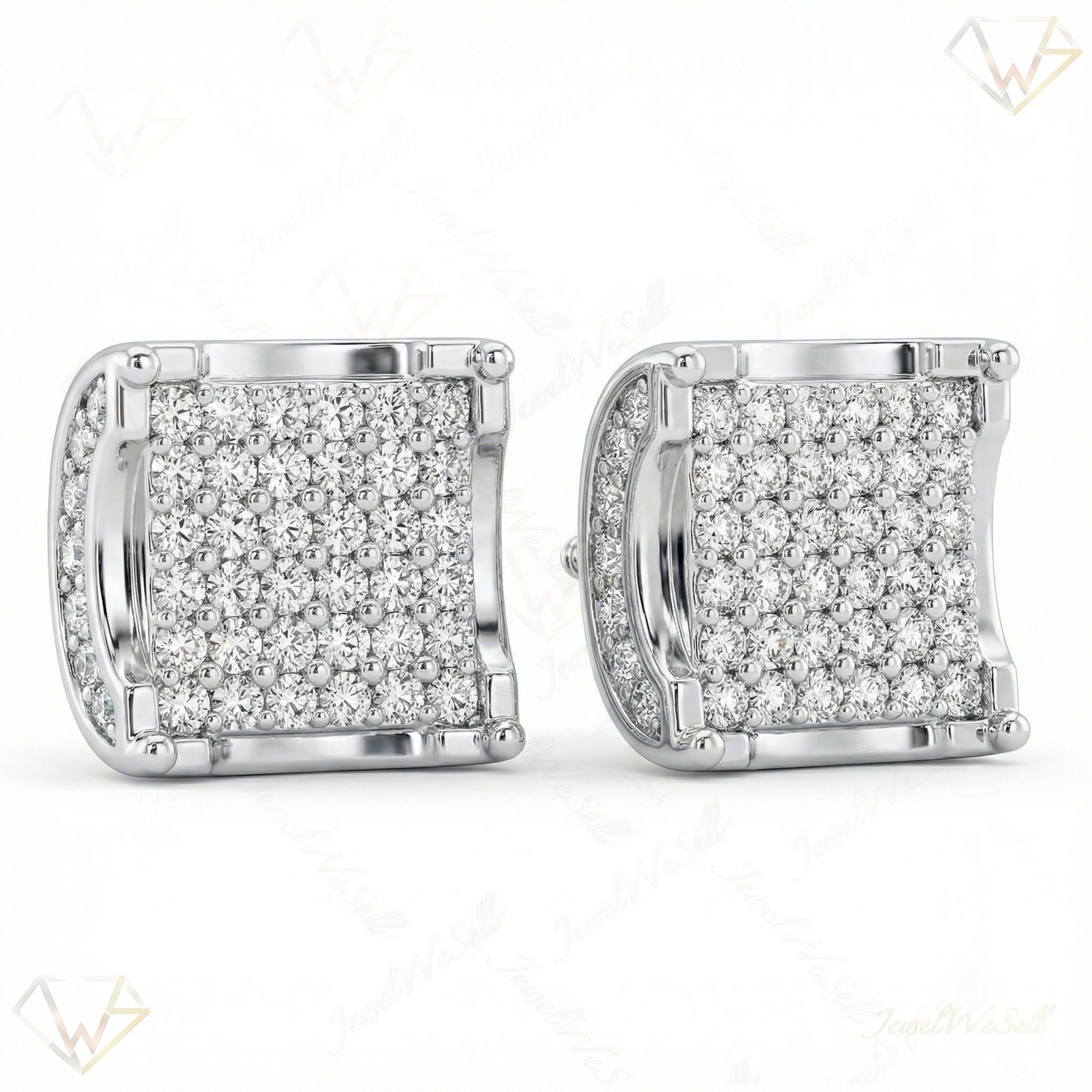 0.80 ct EF VS Lab Grown DIamond Micropave Earrings in 10k White Gold 13491