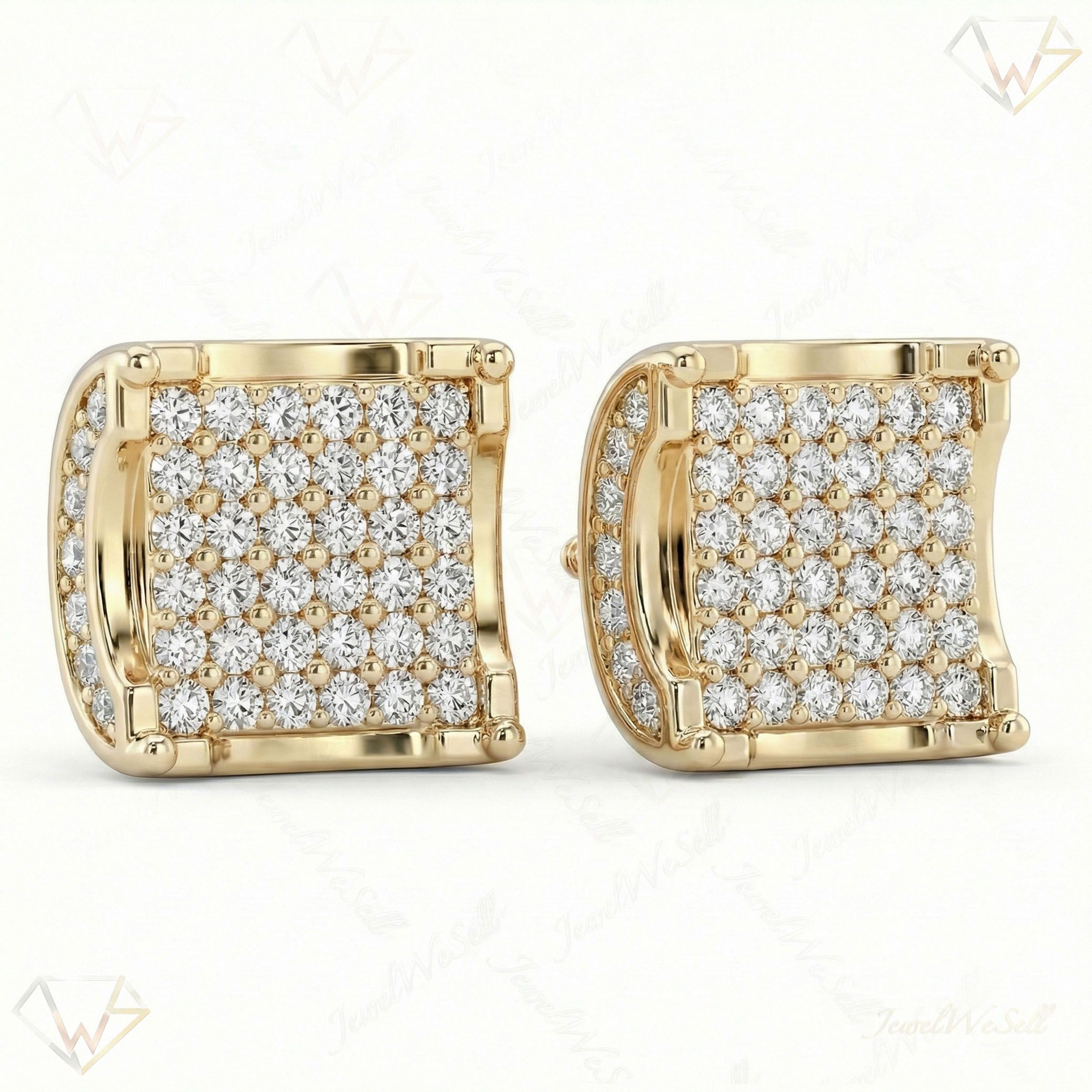 0.80 ct EF VS Lab Grown DIamond Micropave Earrings in 14k Yellow Gold 13491