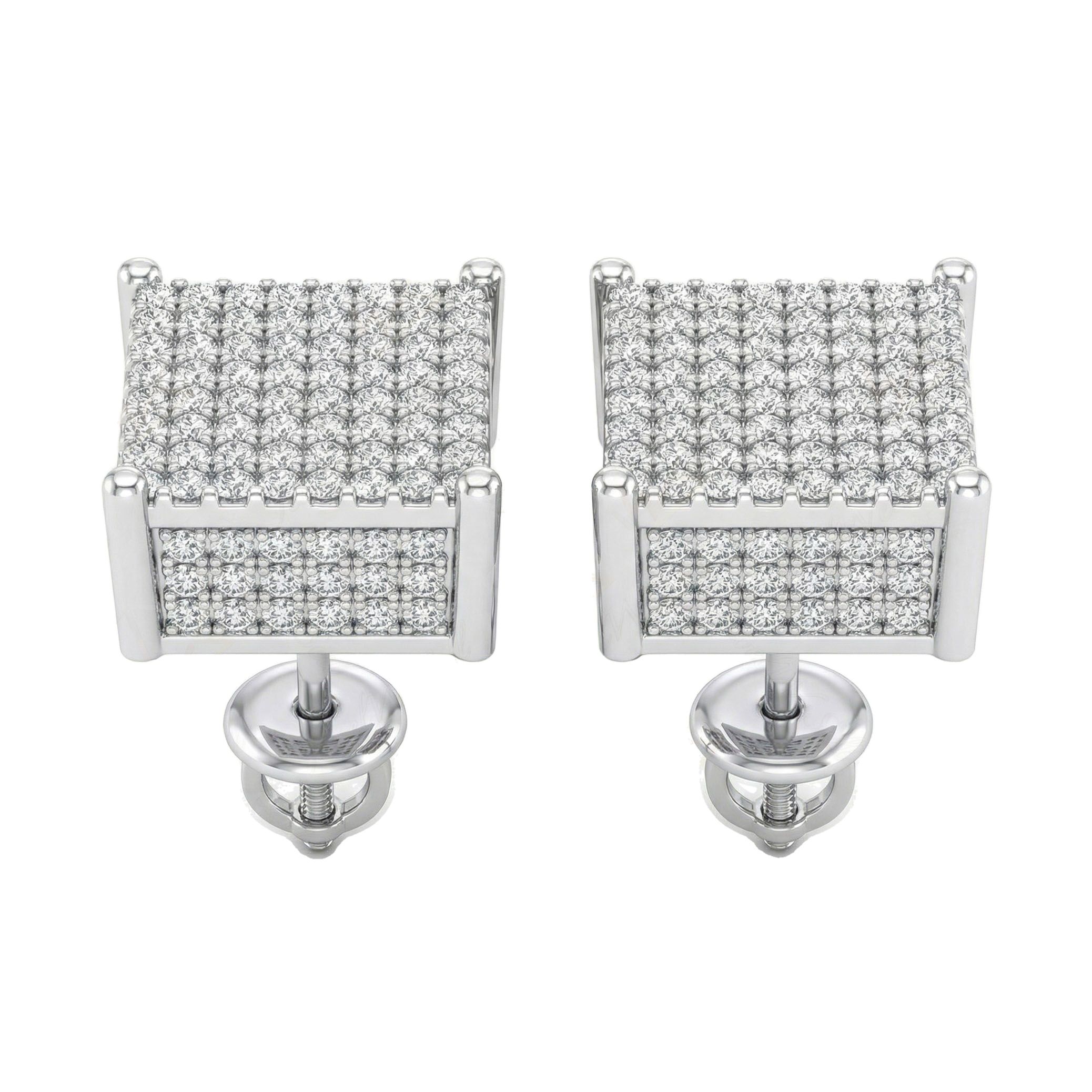 2.10 ct EF VS Lab Grown DIamond Micropave Earrings in 10k White Gold 13667