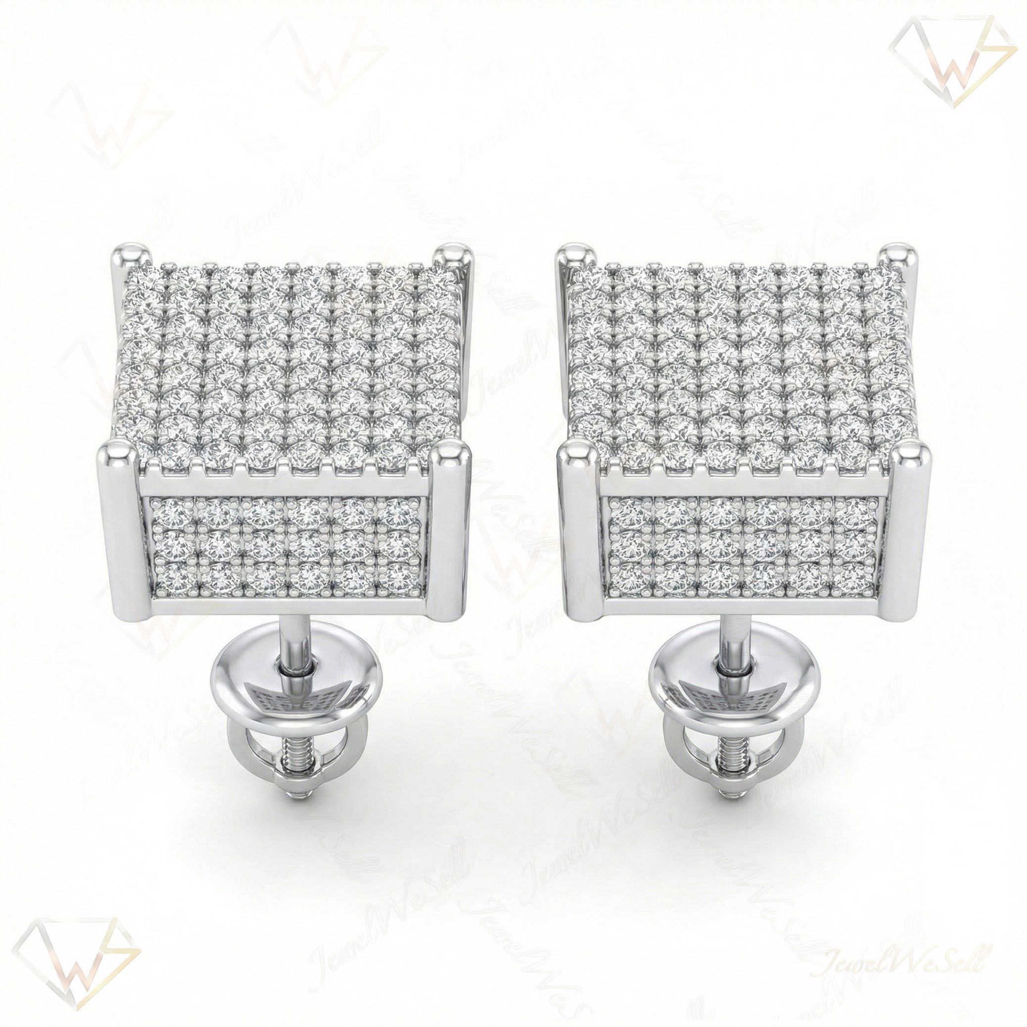 2.10 ct EF VS Moissanite Micropave Earrings in 925 Sterling Silver 13667