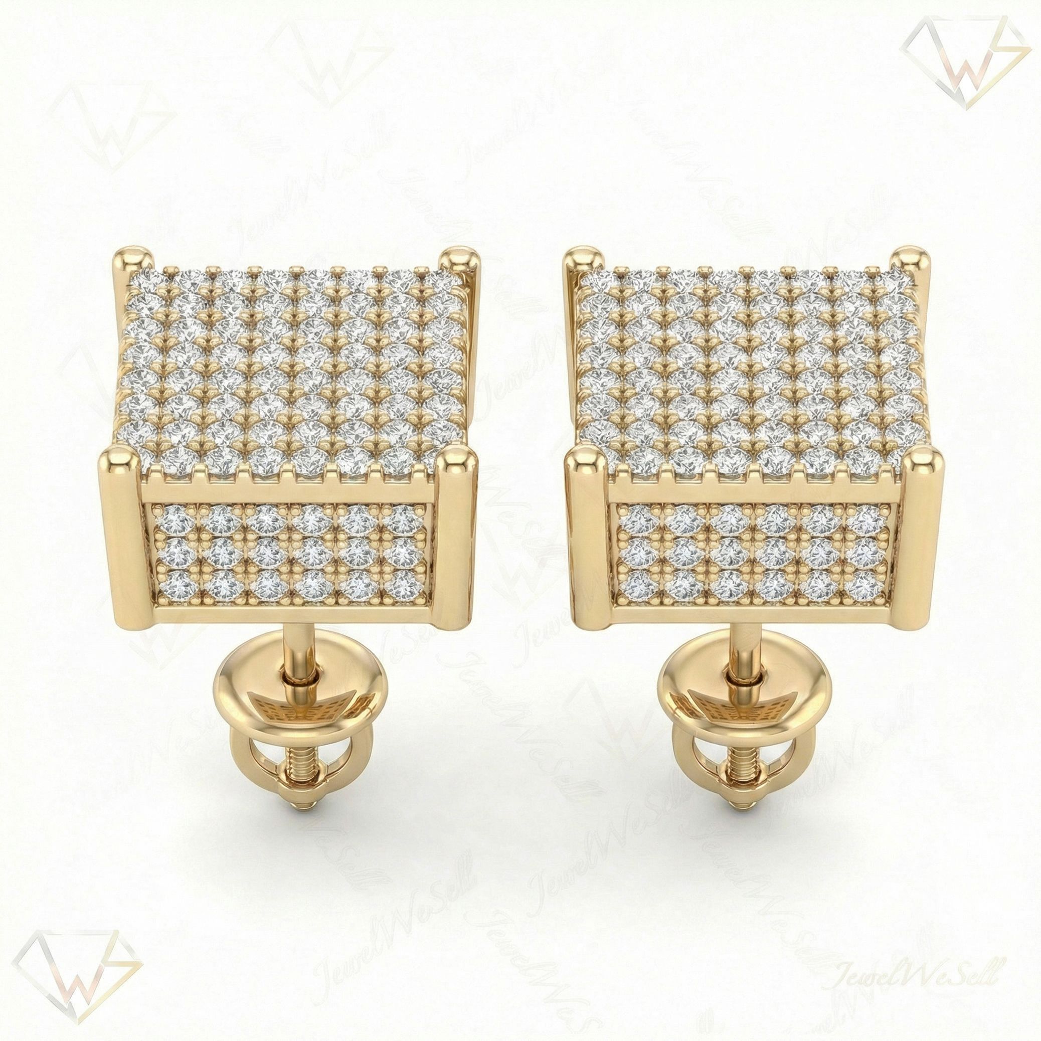 2.10 ct EF VS Lab Grown DIamond Micropave Earrings in 14k Yellow Gold 13667