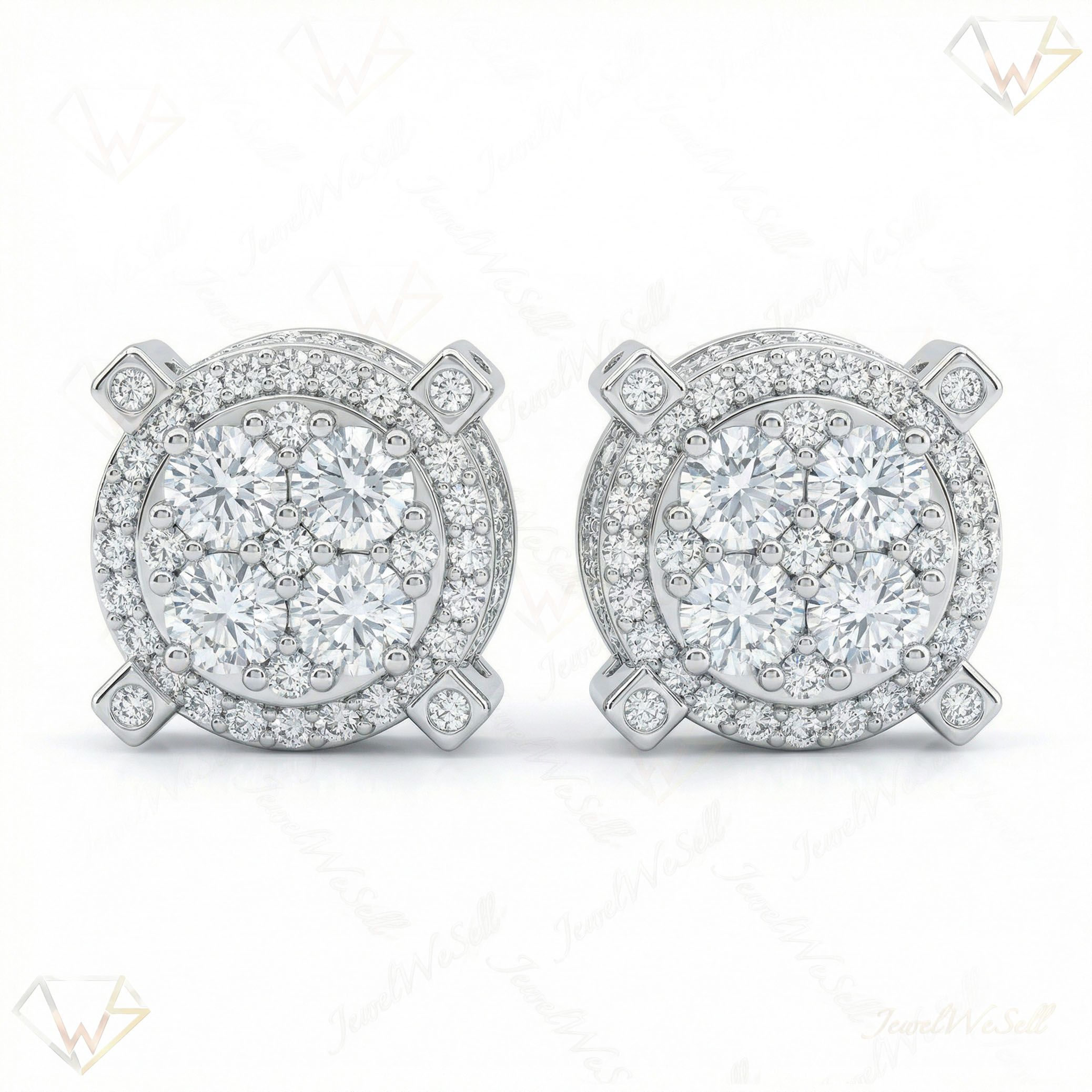 2.50 ct EF VS Moissanite Micropave Earrings in 925 Sterling Silver 13684
