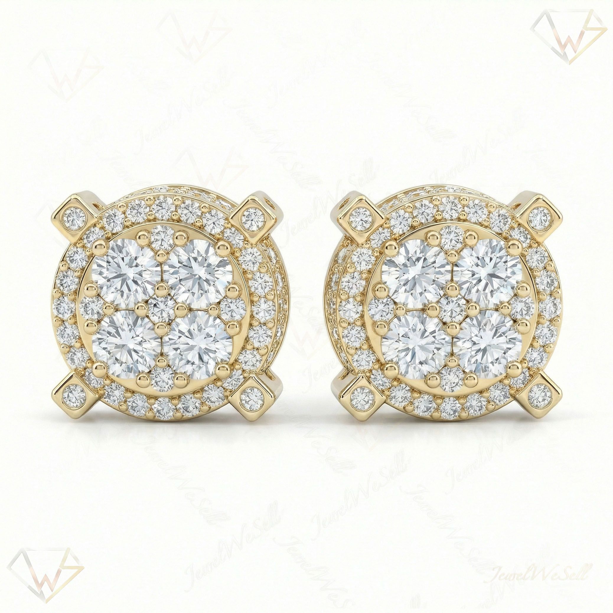 2.50 ct EF VS Lab Grown DIamond Micropave Earrings in 10k Yellow Gold 13684