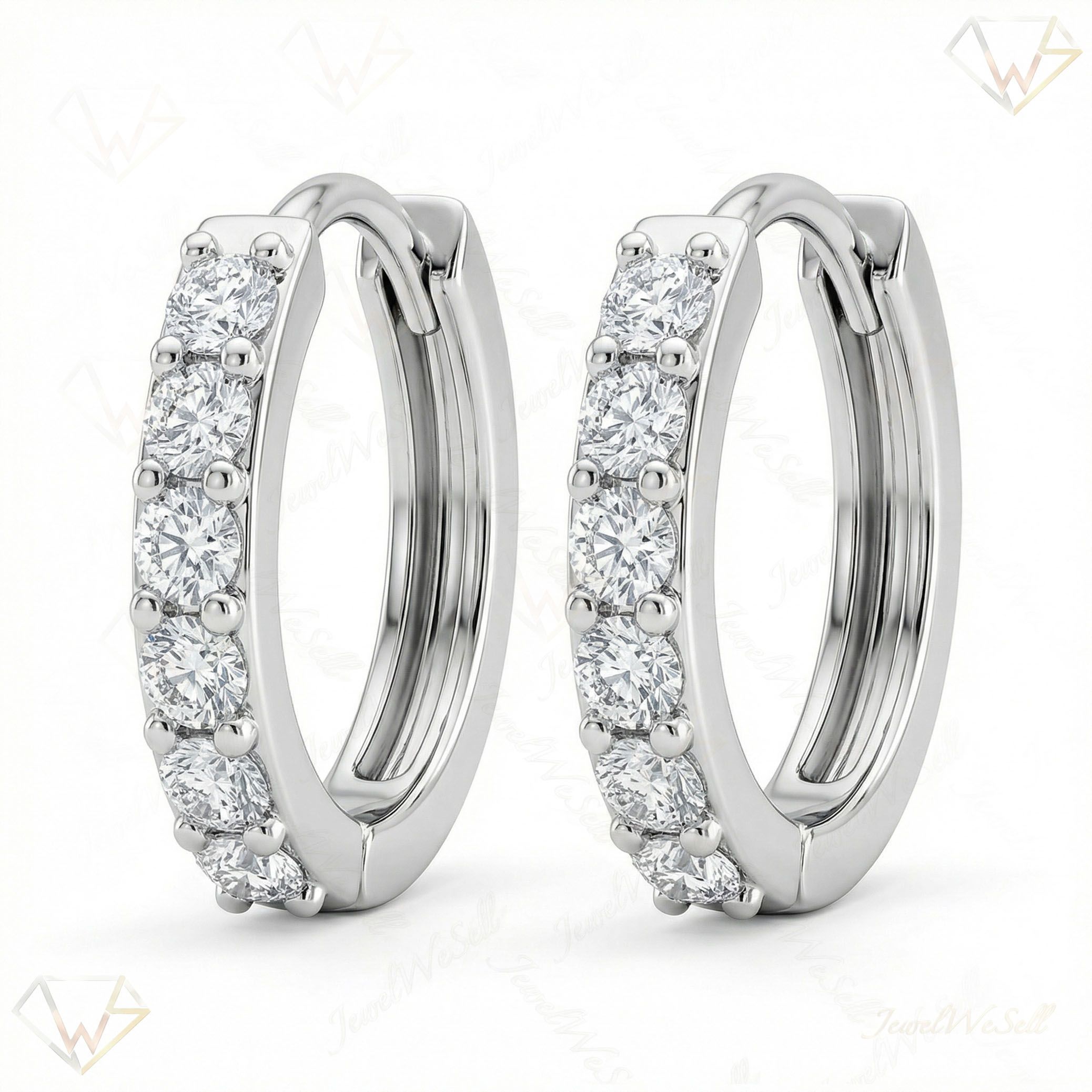 0.50 ct EF VS Lab Grown DIamond Hoops Earrings in 14k White Gold 13886