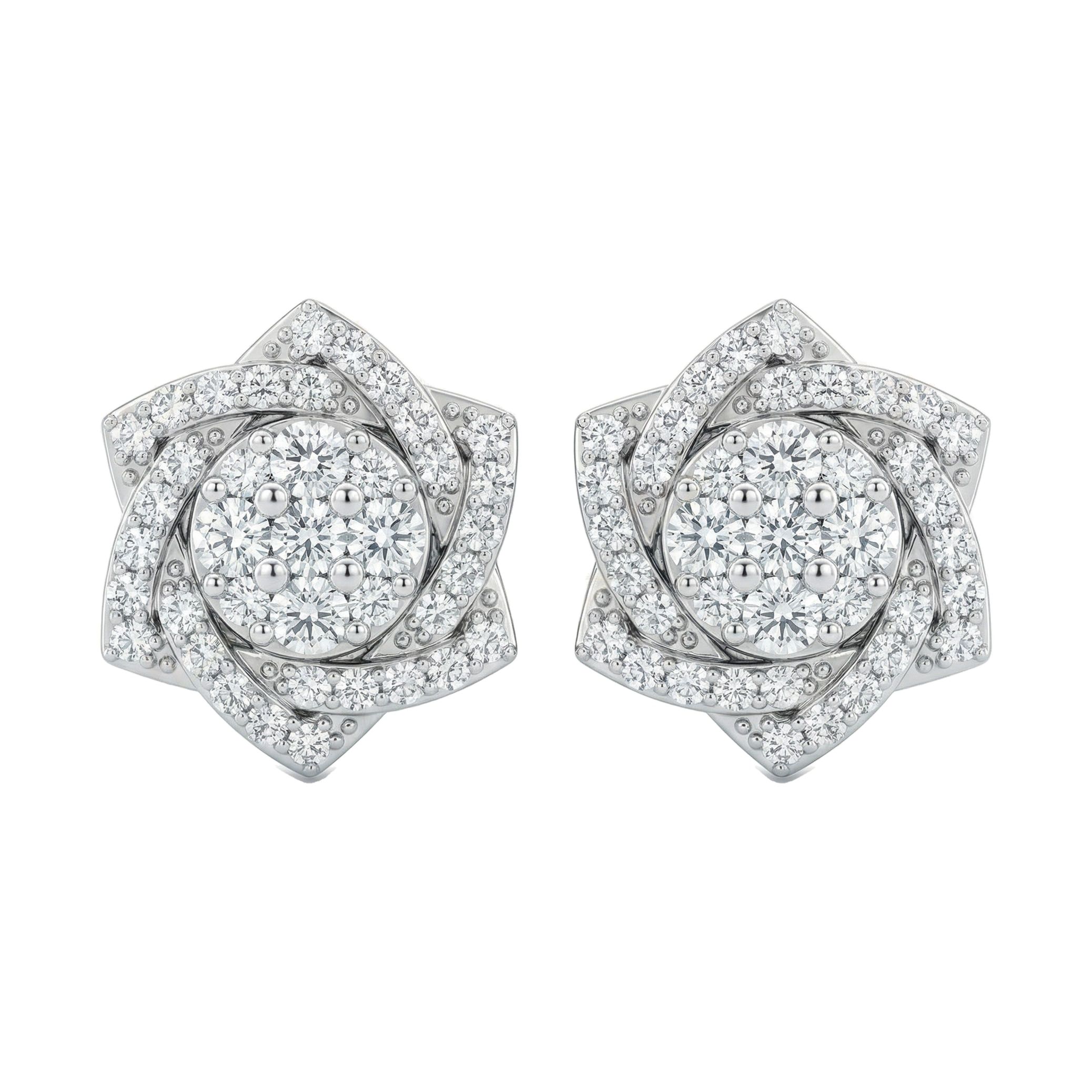 0.80 ct EF VS Lab Grown DIamond Cluster Earrings in 10k White Gold 14120