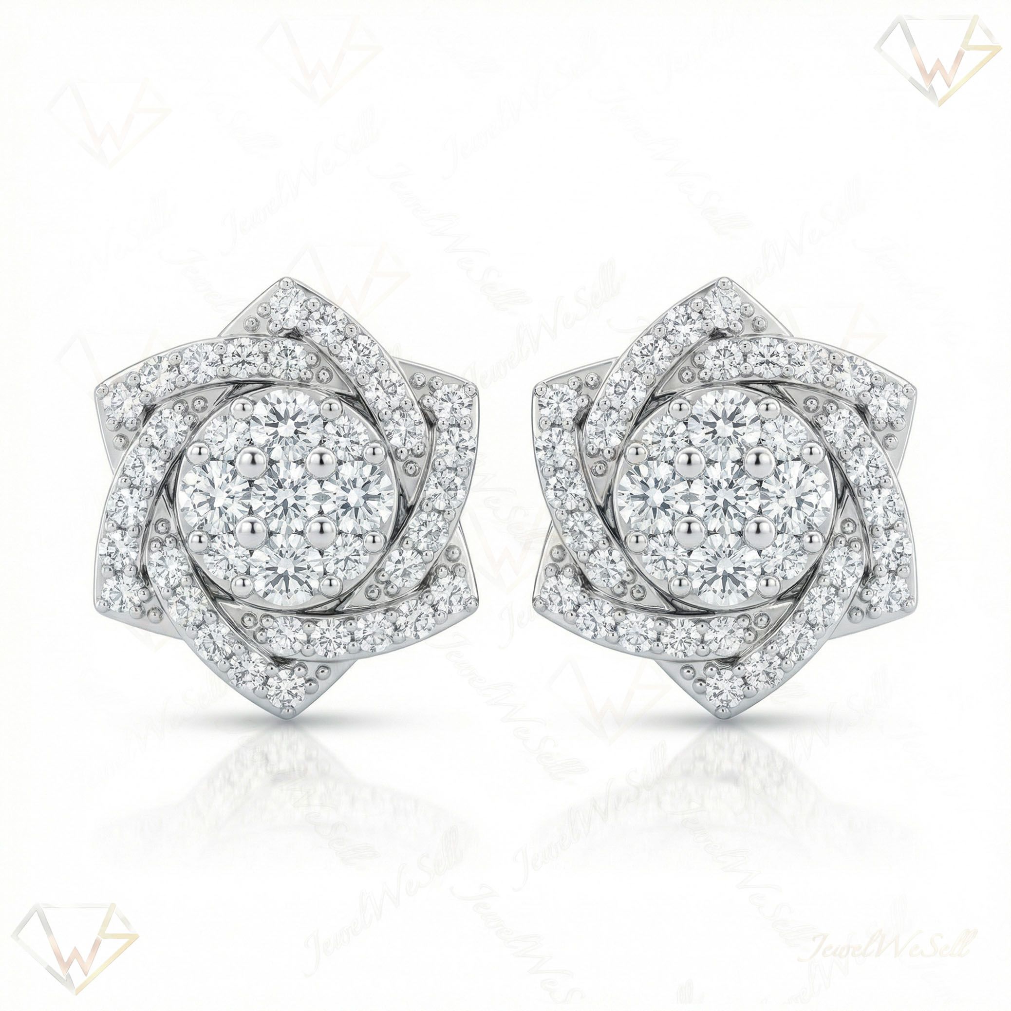 0.80 ct EF VS Lab Grown DIamond Cluster Earrings in 14k White Gold 14120