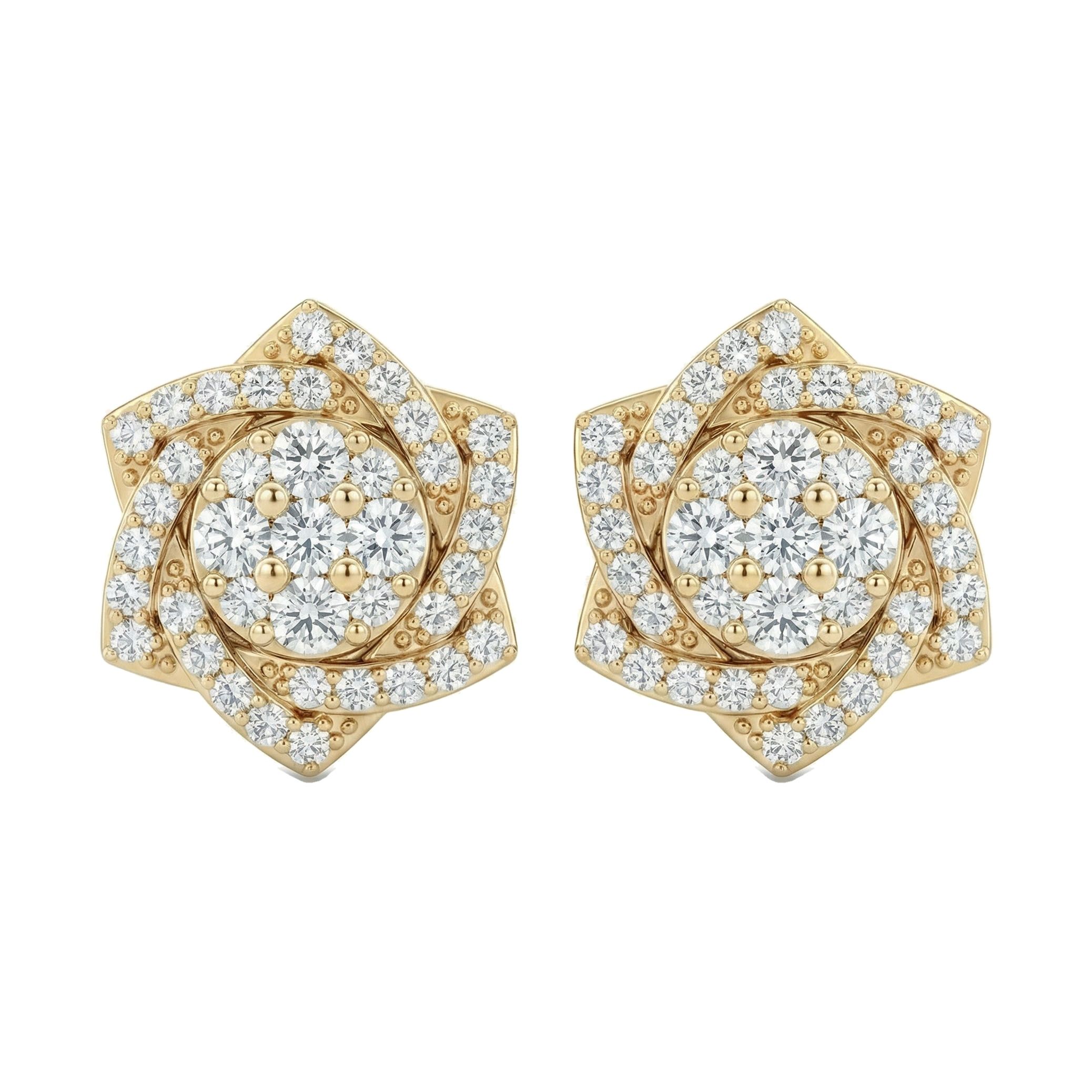 0.80 ct EF VS Lab Grown DIamond Cluster Earrings in 10k Yellow Gold 14120