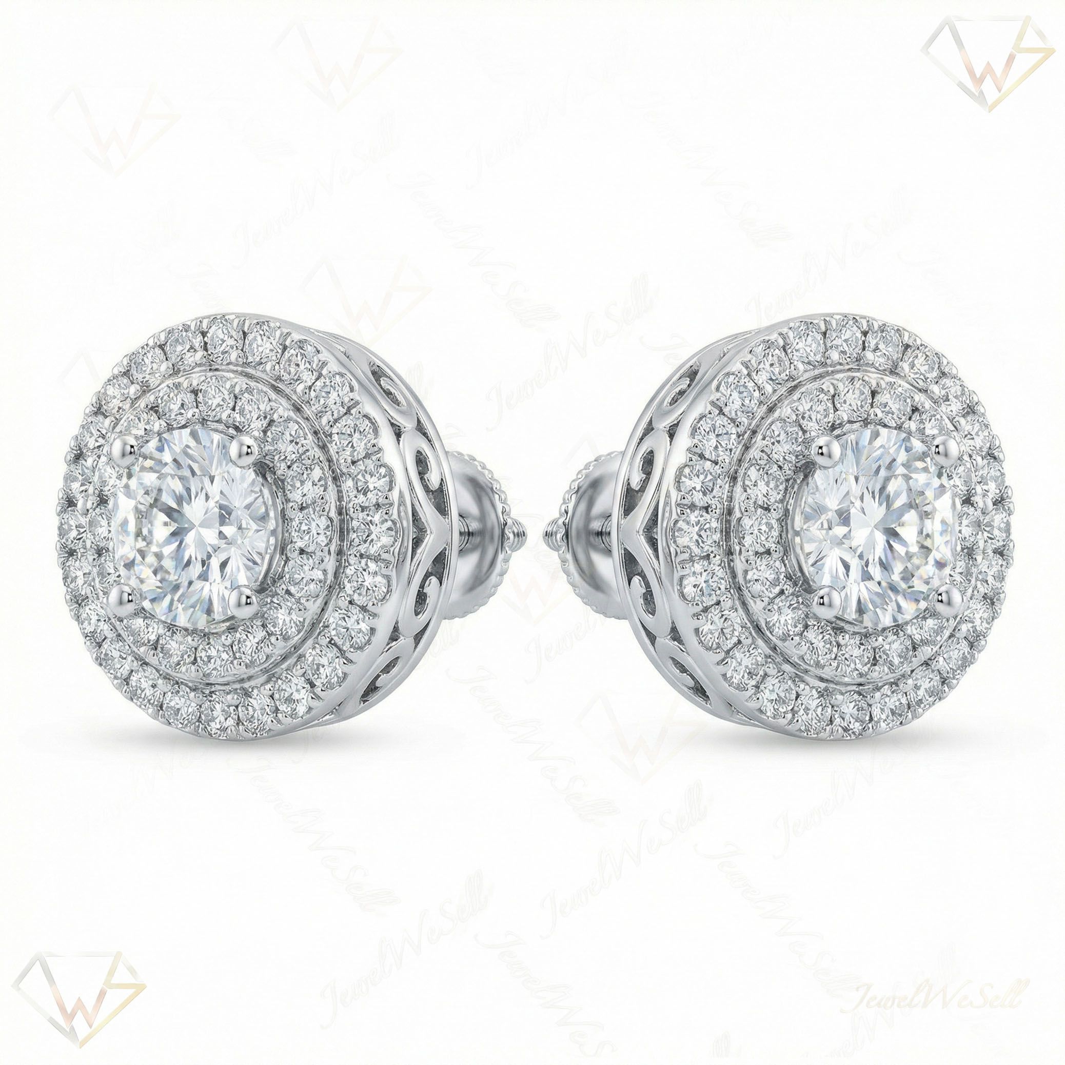 2.25 ct EF VS Moissanite Cluster Earrings in 925 Sterling Silver 14123
