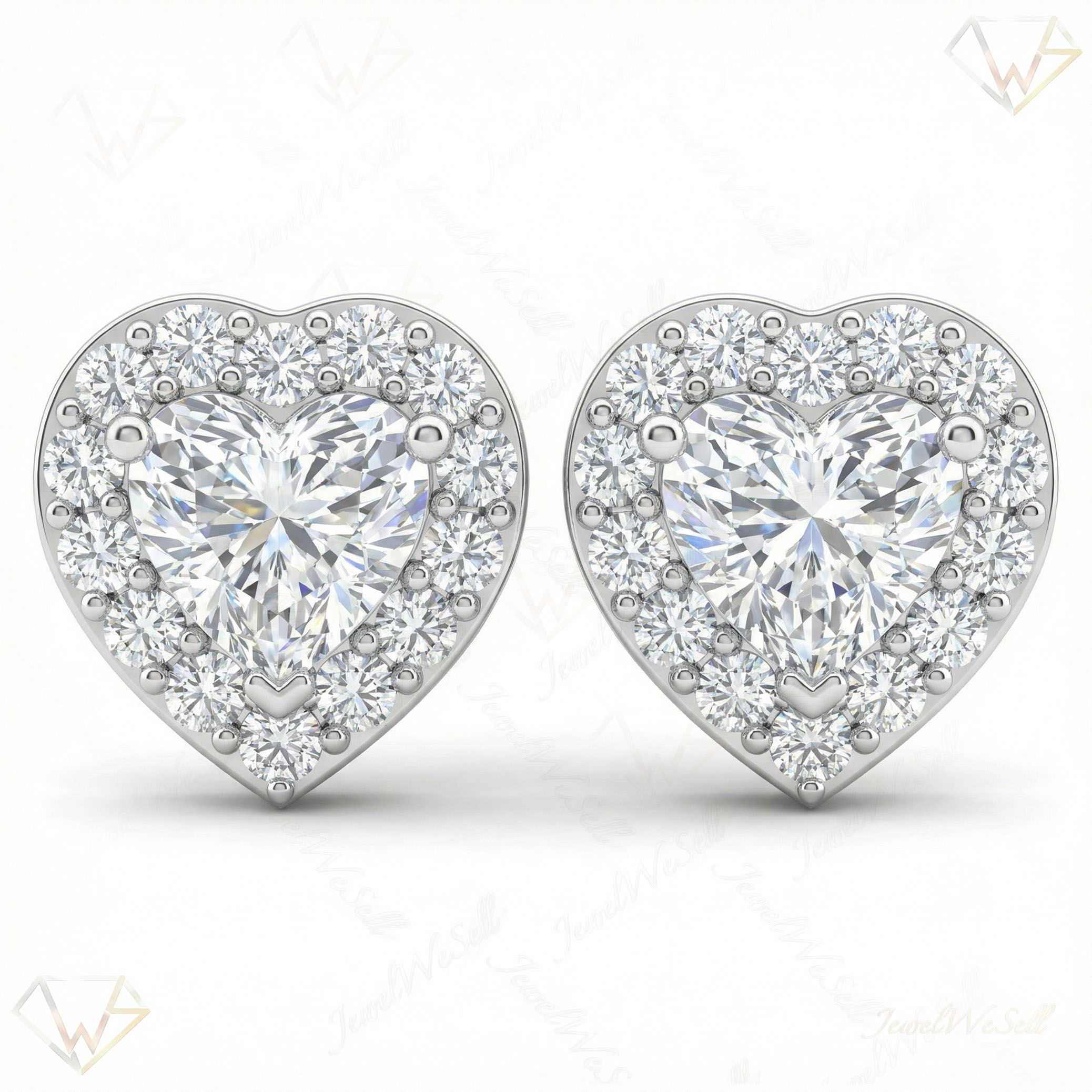0.85 ct EF VS Lab Grown DIamond Heart Earrings in 14k White Gold 14550