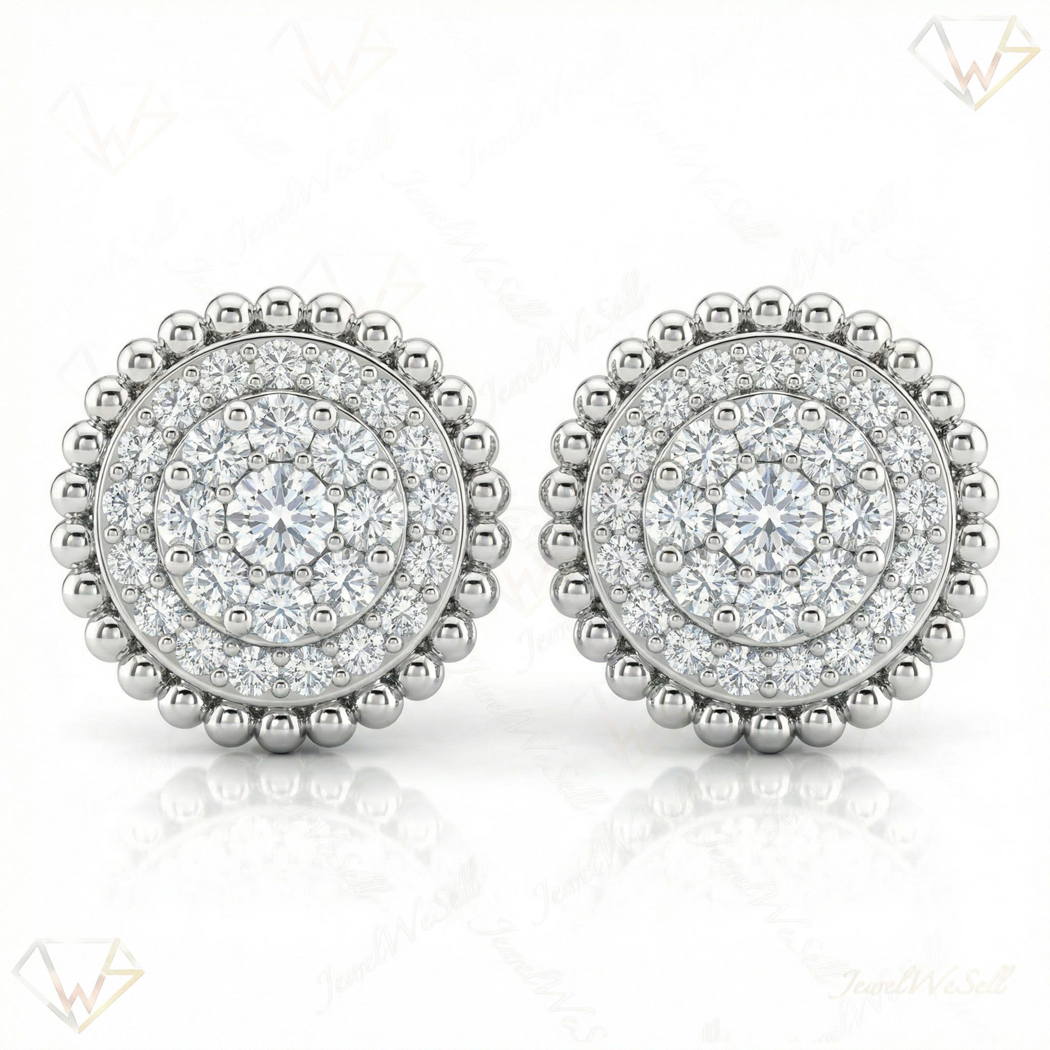0.85 ct EF VS Lab Grown DIamond Cluster Earrings in 14k White Gold 14596