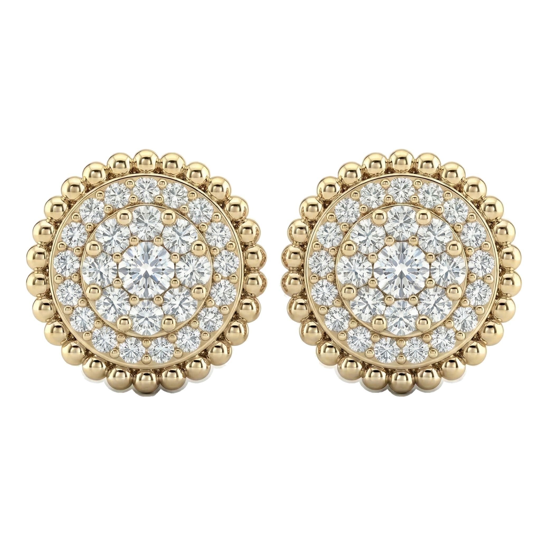 0.85 ct EF VS Lab Grown DIamond Cluster Earrings in 10k Yellow Gold 14596