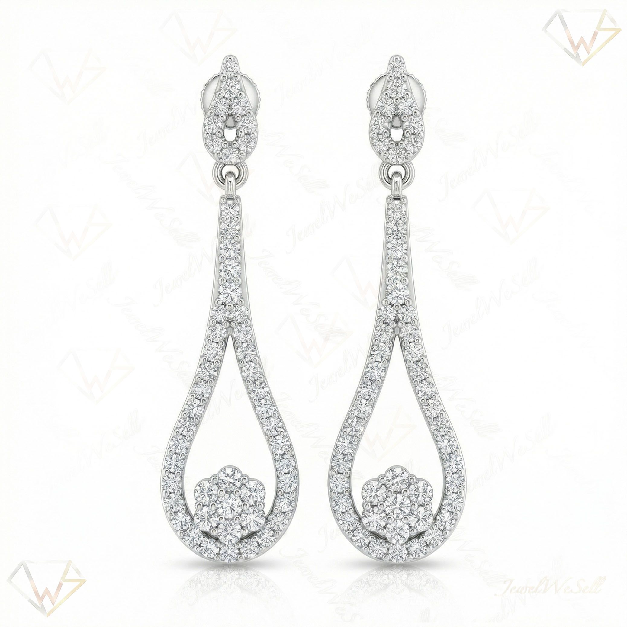 1.55 ct EF VS Moissanite Drop Earrings in 925 Sterling Silver 15103