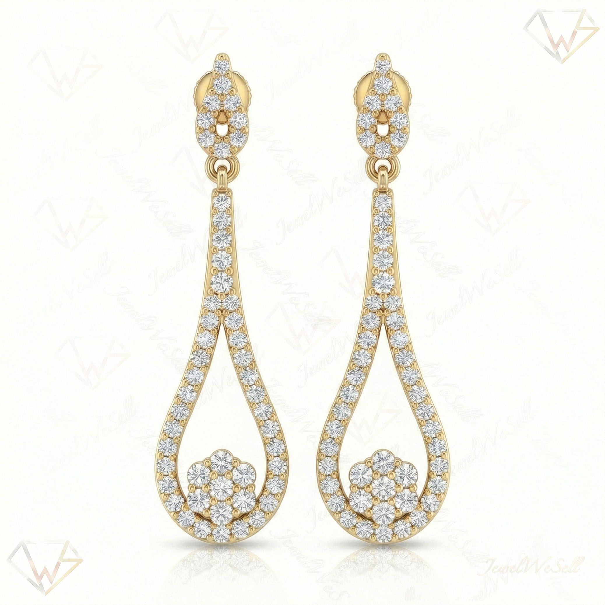 1.55 ct EF VS Lab Grown DIamond Drop Earrings in 10k Yellow Gold 15103
