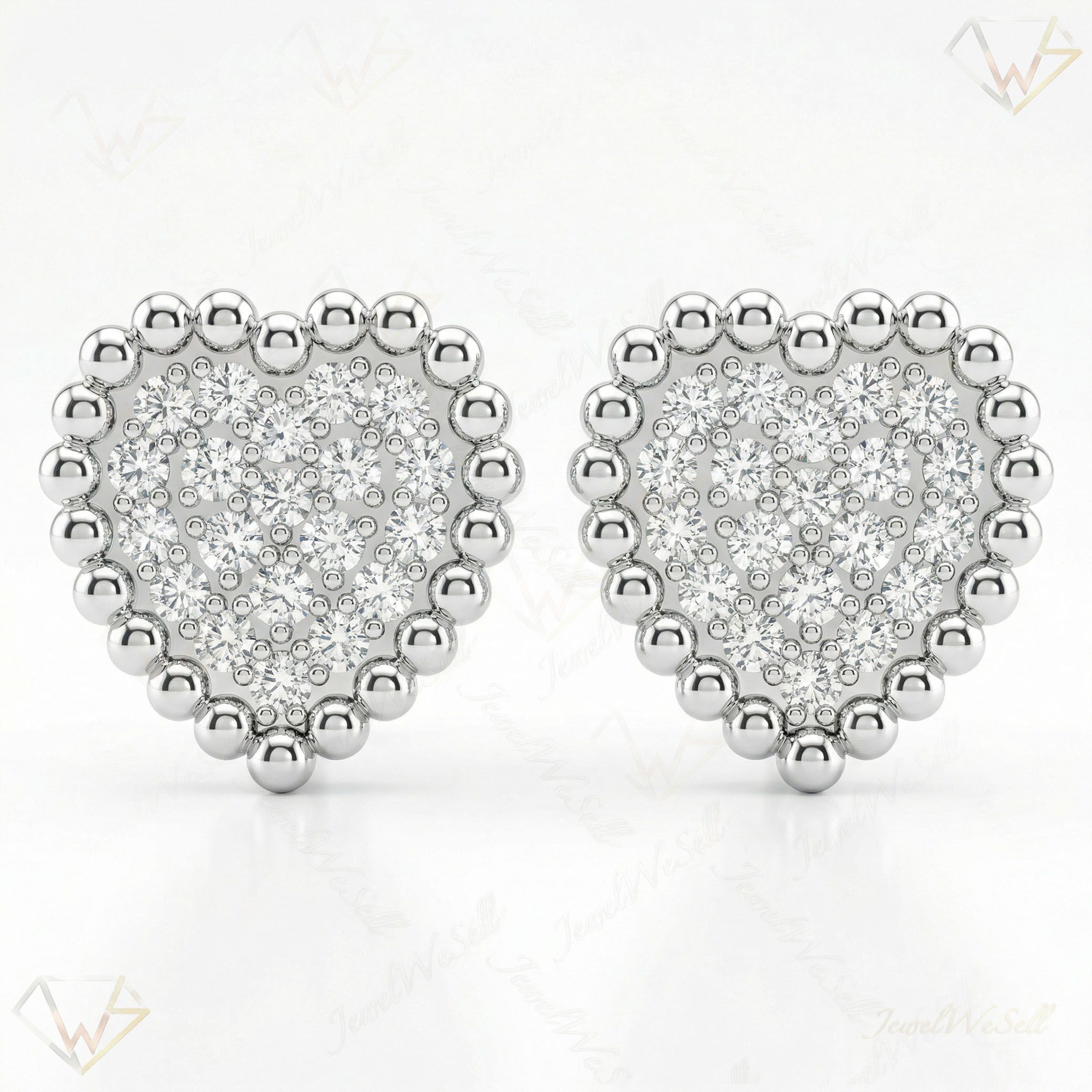 0.40 ct EF VS Lab Grown DIamond Heart Earrings in 14k White Gold 15892