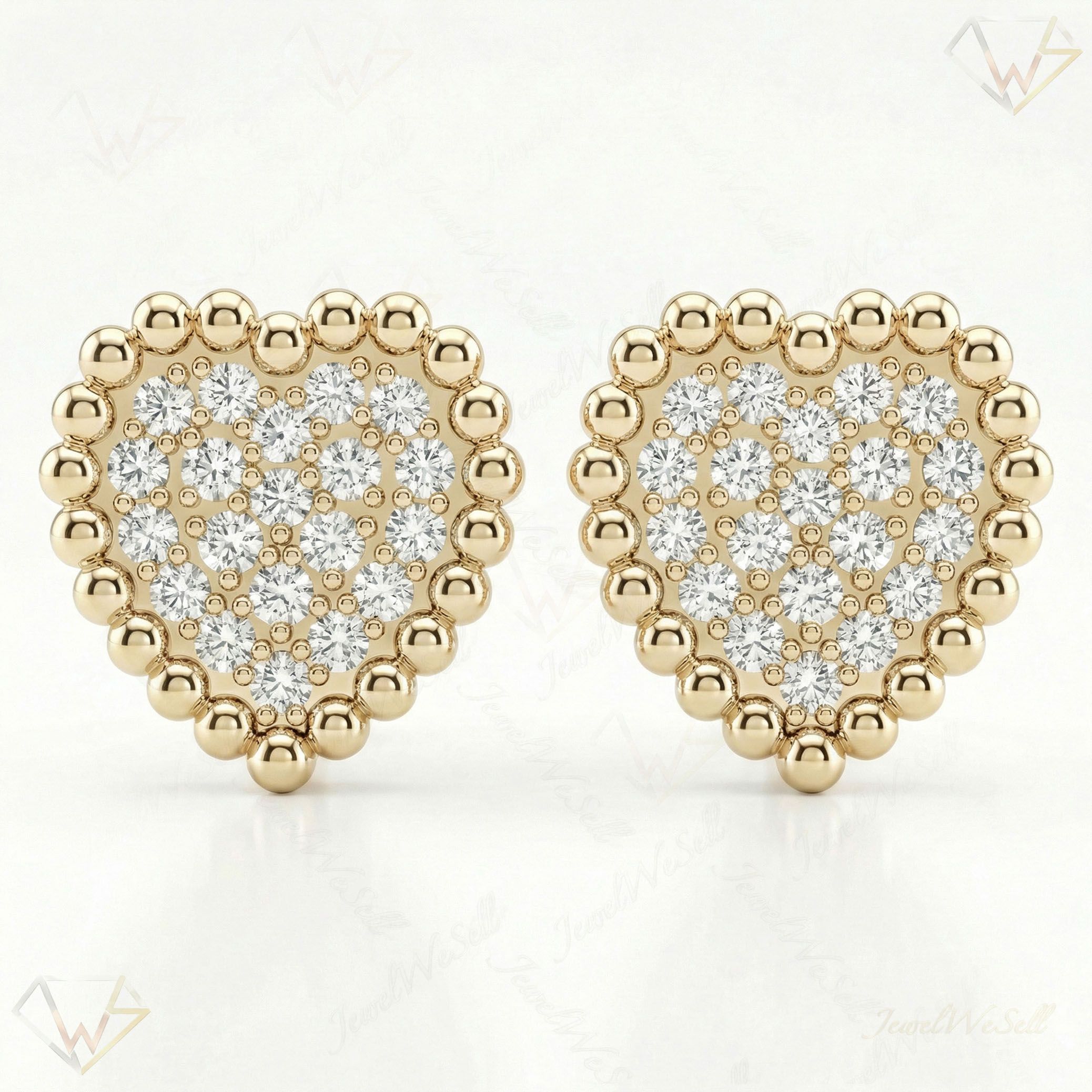 0.40 ct EF VS Lab Grown DIamond Heart Earrings in 14k Yellow Gold 15892